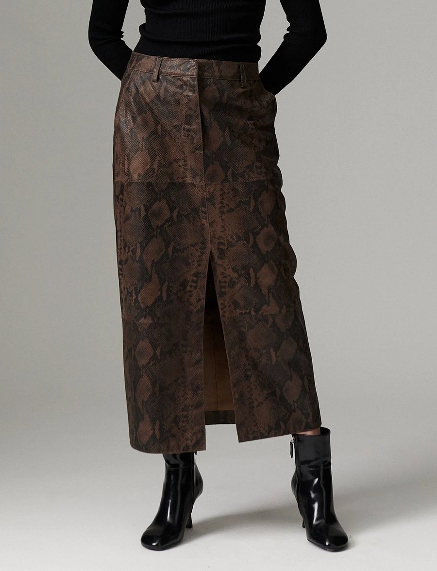 Day Birger et Mikkelsen - DAYAnna - Sneaky Leather - lædernederdele - brown snakey - 5