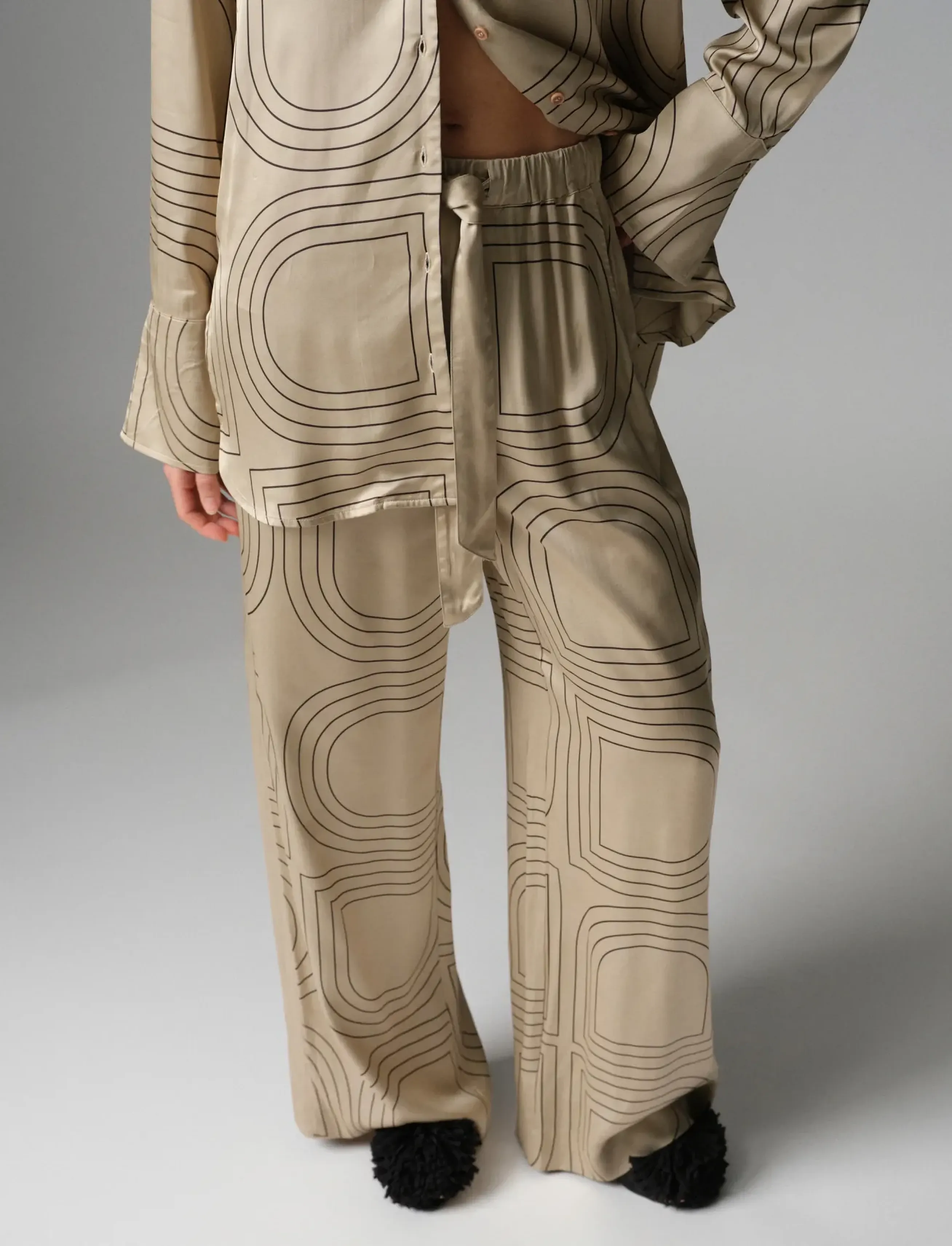 Day Birger et Mikkelsen DAYPosey - Fluid Viscose - Clothing - HUMUS WITH BLACK / beige