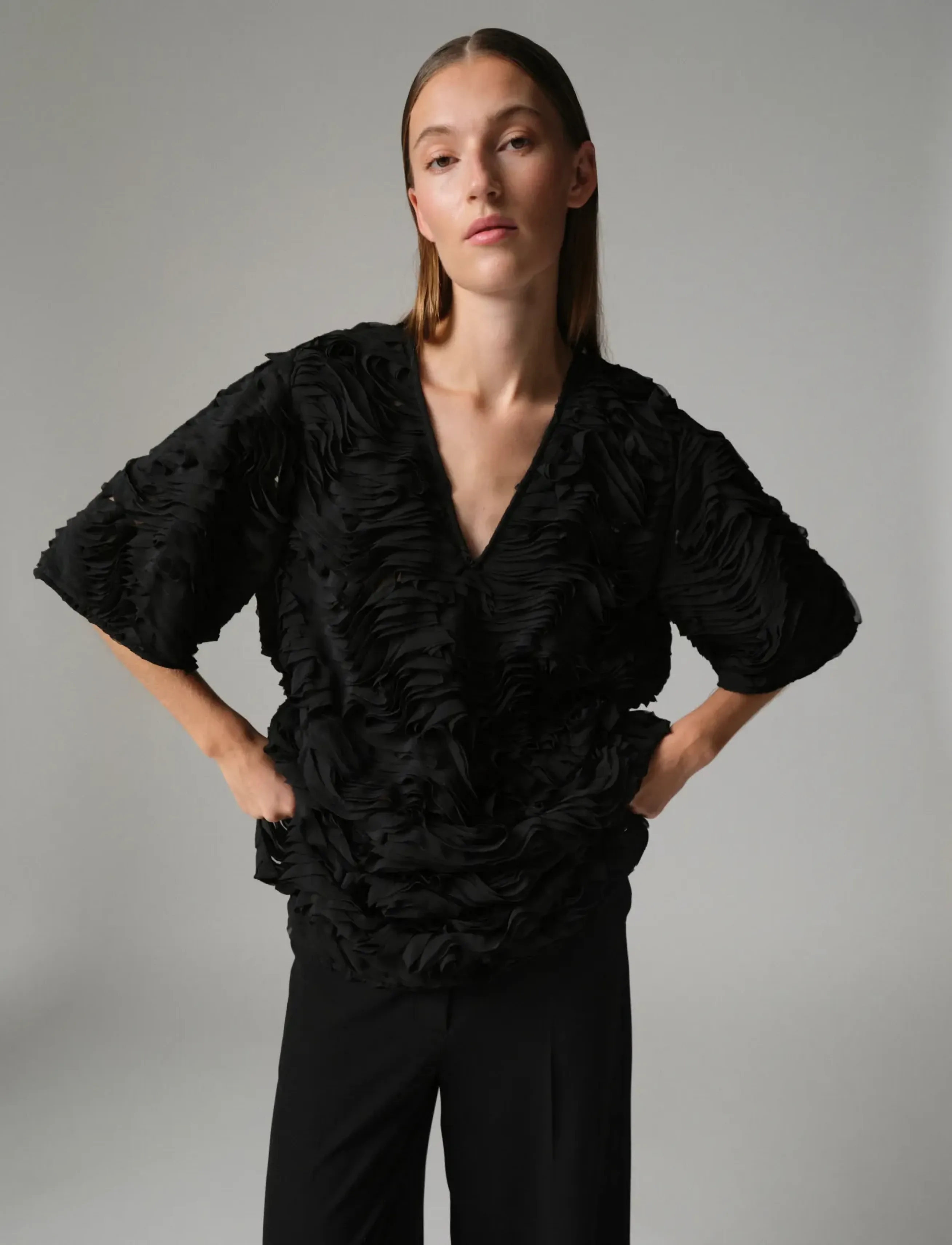 Day Birger et Mikkelsen DAYTatia - Ruffled Lacy - T-shirts - BLACK / black