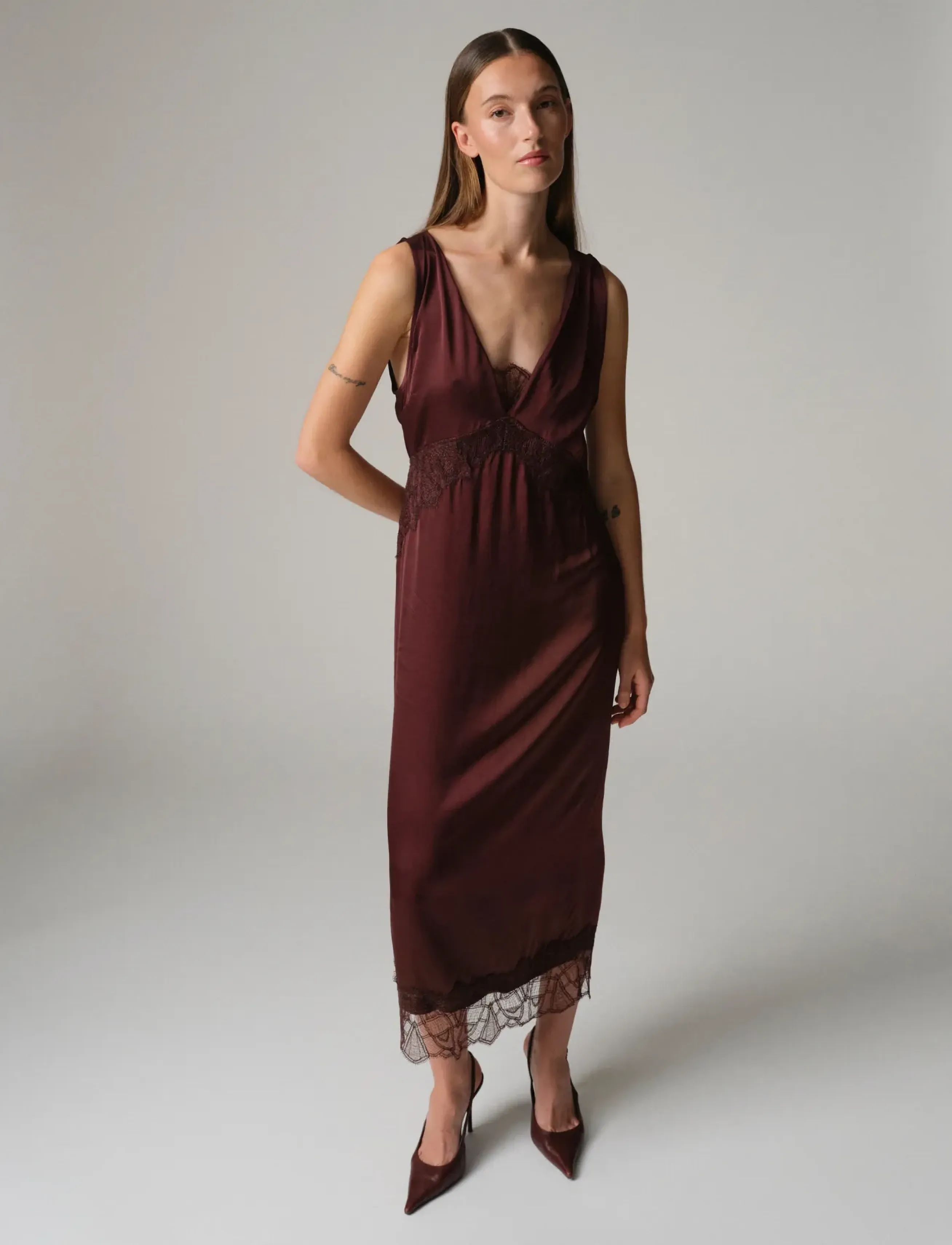 Day Birger et Mikkelsen DAYPia - Fluid Viscose - Spetsklänningar - FUDGE / brown