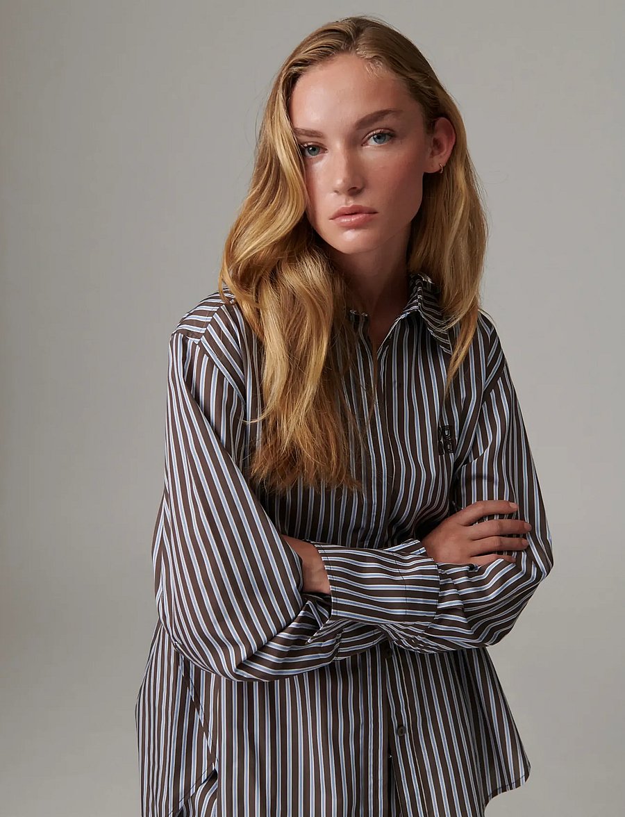 Day Birger et Mikkelsen - DAYZoe - Ligne - langärmlige hemden - brown stripe - 0