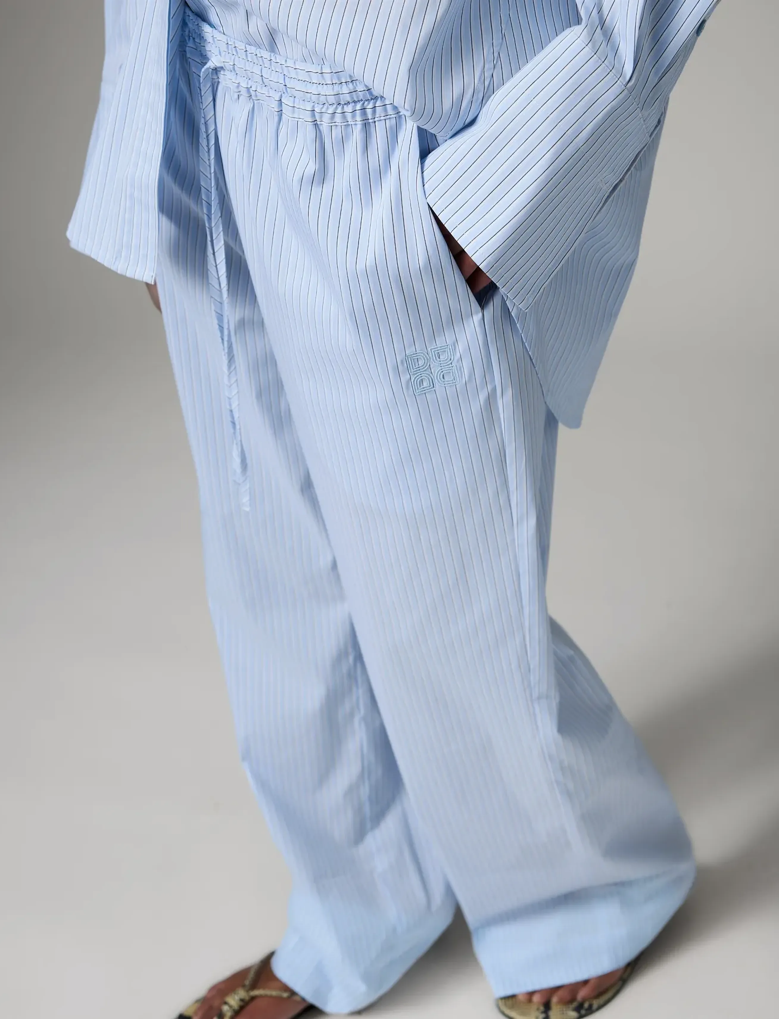 Day Birger et Mikkelsen DAYZena - Daylounge Stripe - Wide leg trousers - CHAMBRAY BLUE / blue