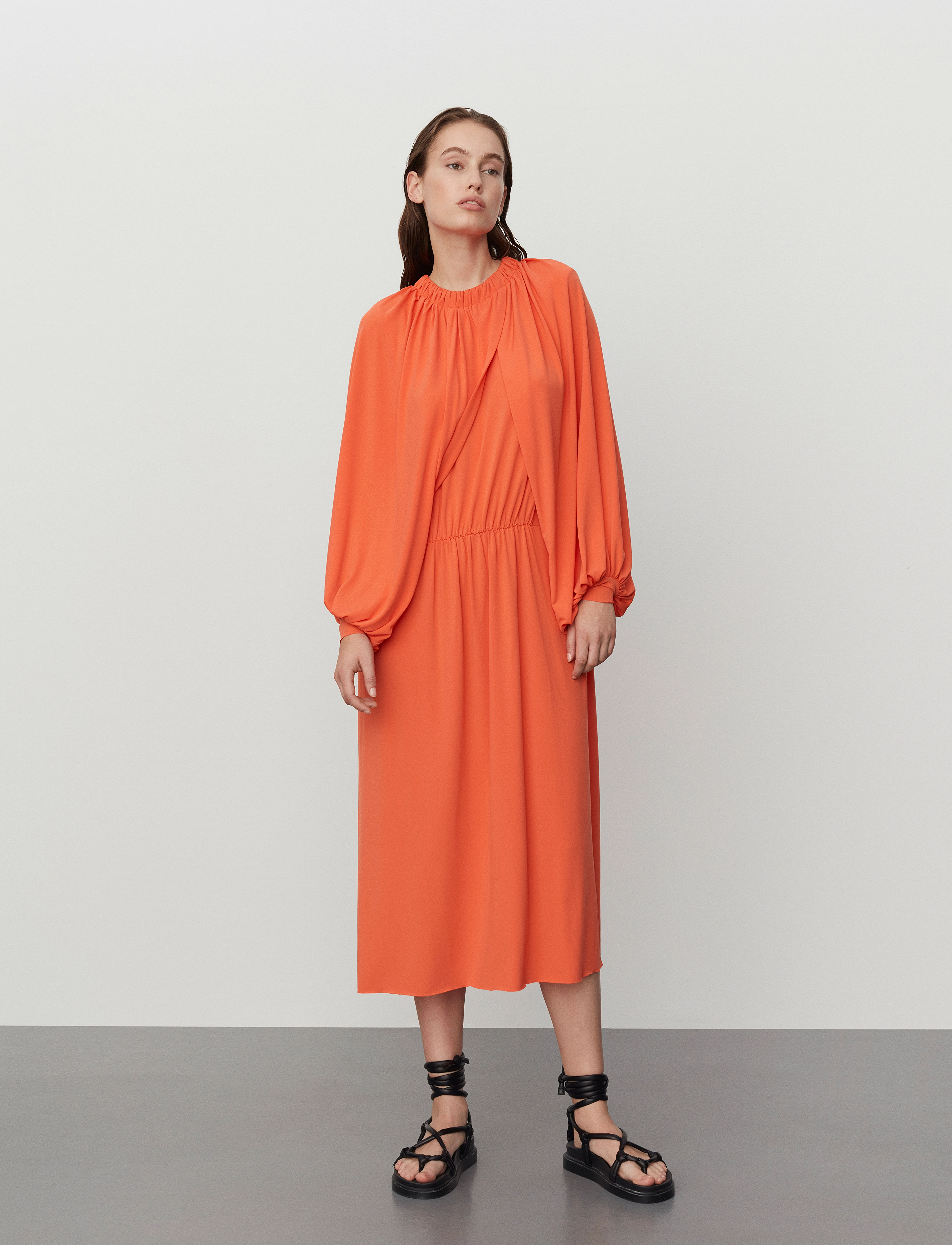 Day Birger et Mikkelsen Fay Delicate Stretch, Kvinder, Draperet Midikjole, Orange, Str: XXS