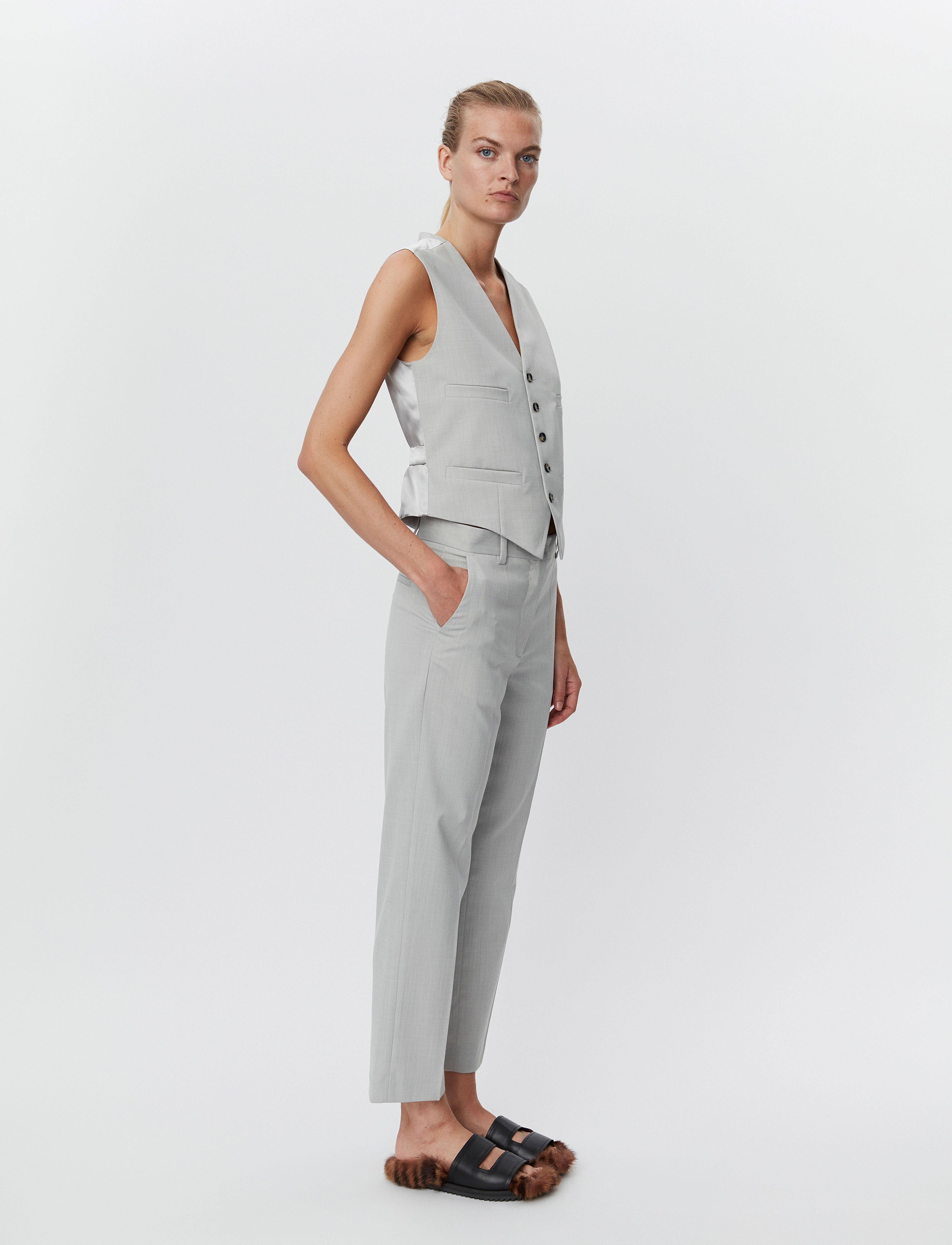 Day Birger et Mikkelsen - Classic Lady - Classic Wool Blend - straight leg trousers - smoke melange - 3