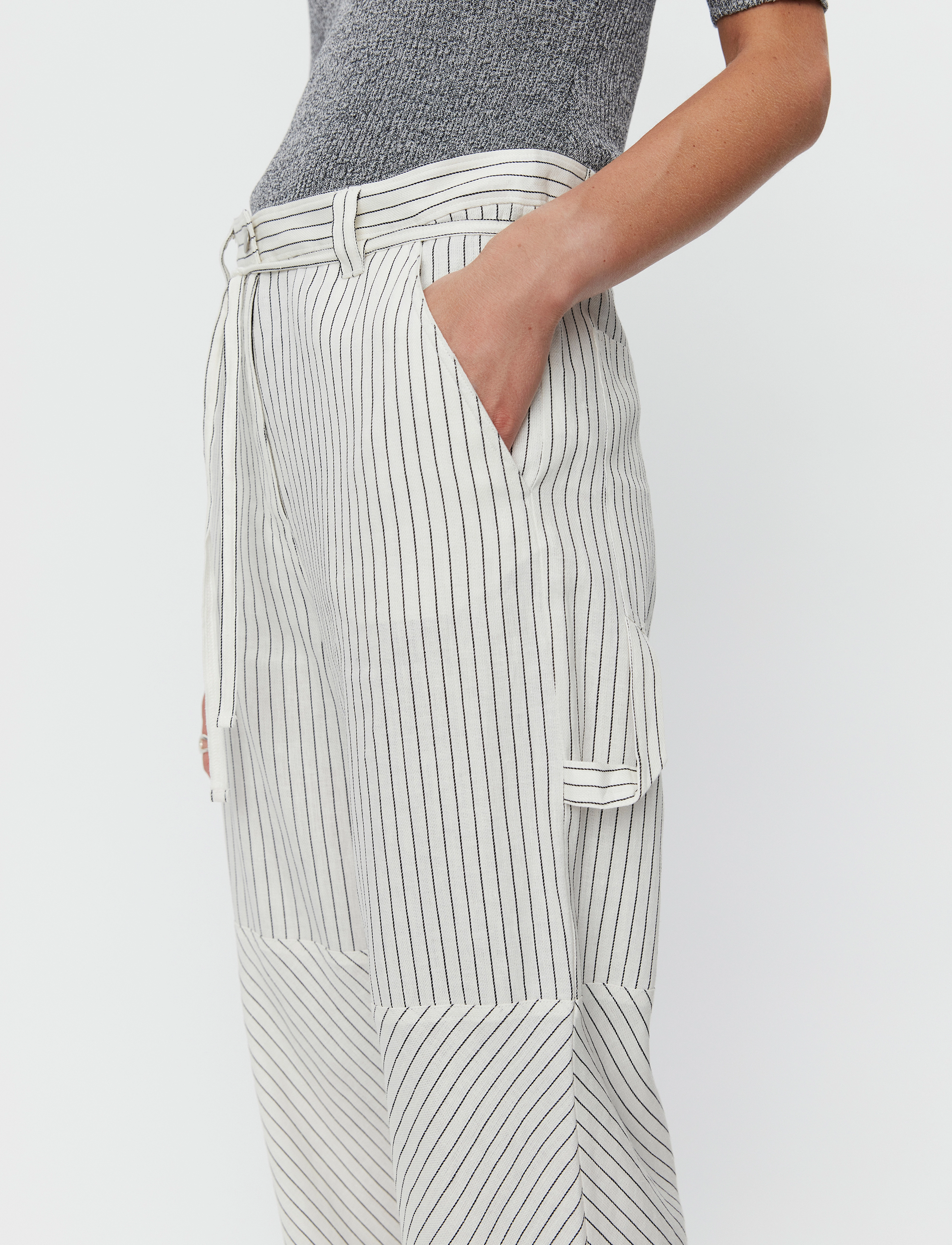 Day Birger et Mikkelsen - Culkin - Cozy Linen Stripe - hørbukser - black - 5