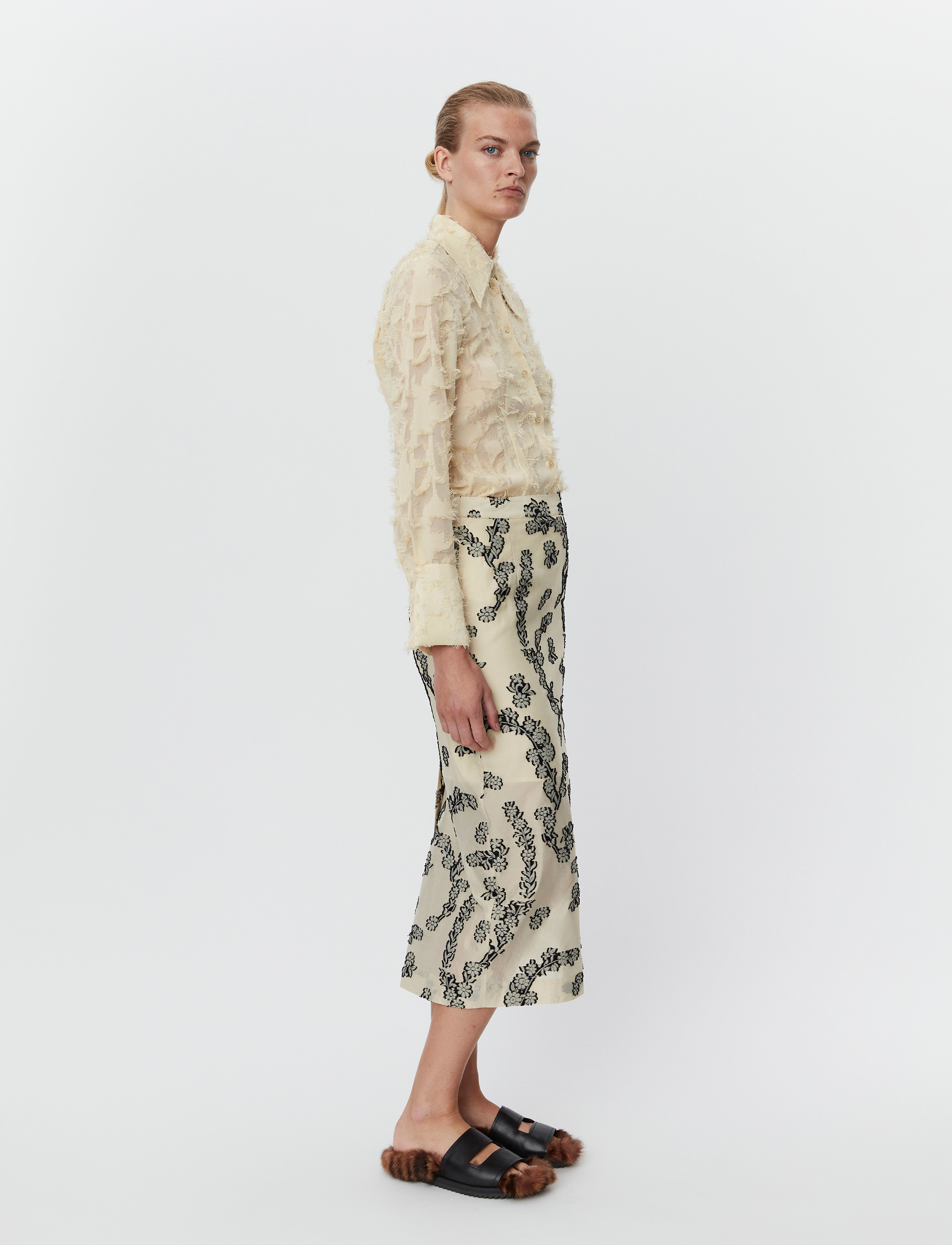 Day Birger et Mikkelsen - Evanna - Floral Jacquard - midi nederdele - almond oil - 4