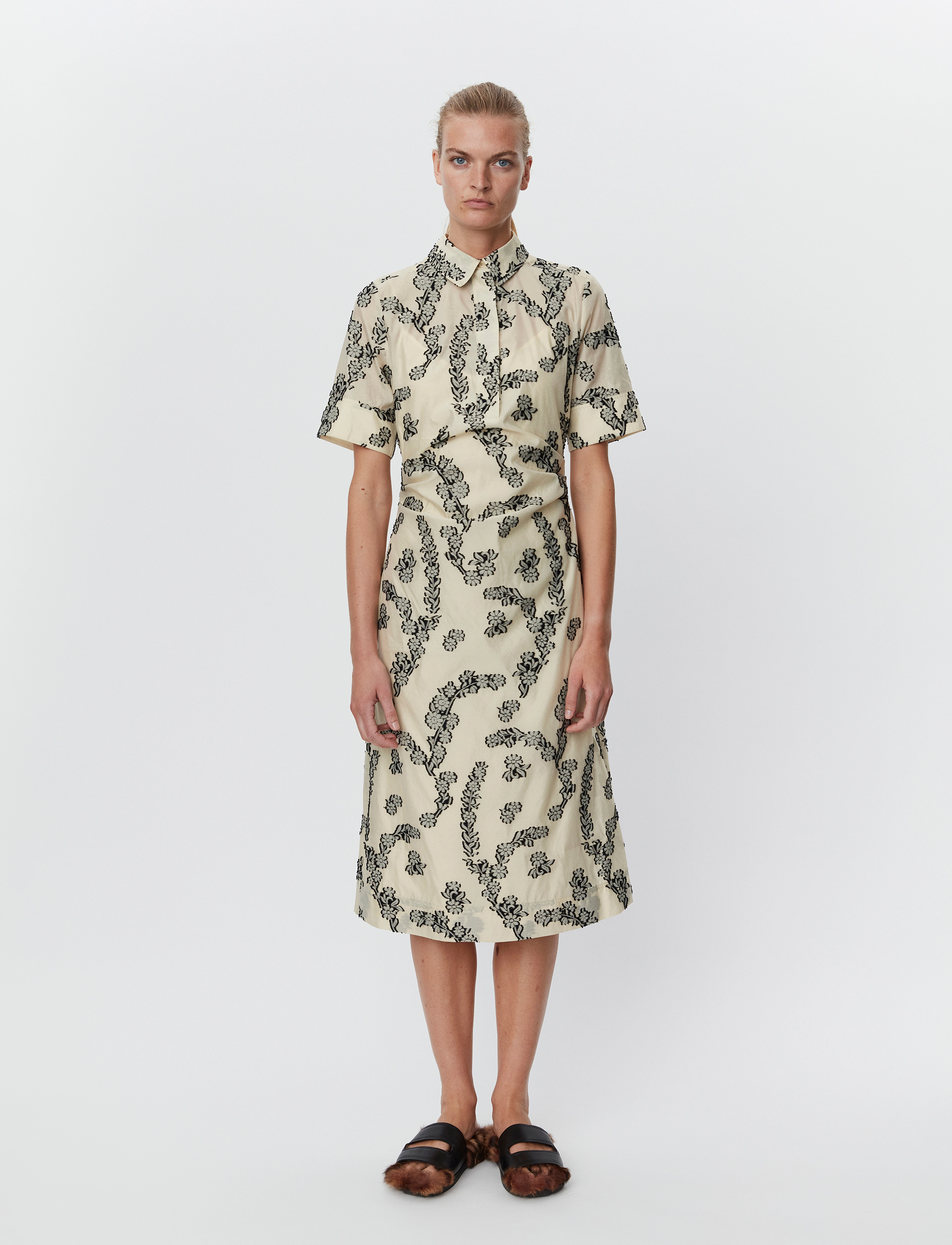 Day Birger et Mikkelsen Joanna - Floral Jacquard - Kleidid - ALMOND OIL / cream