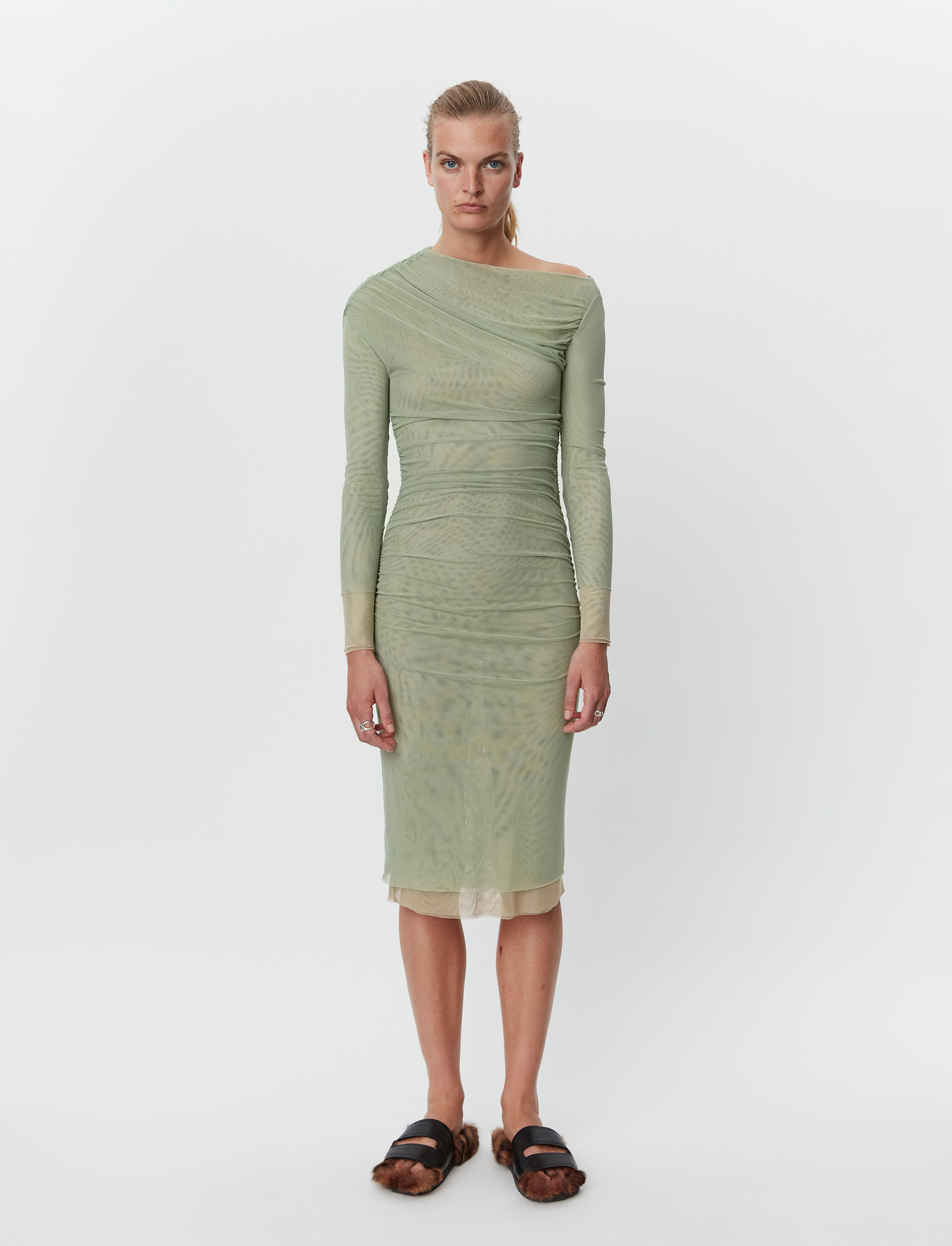 Day Birger et Mikkelsen Tahira Mesh Solid Rd, XXS, Dresses, Grün - Knee-length & Midi, Frauen