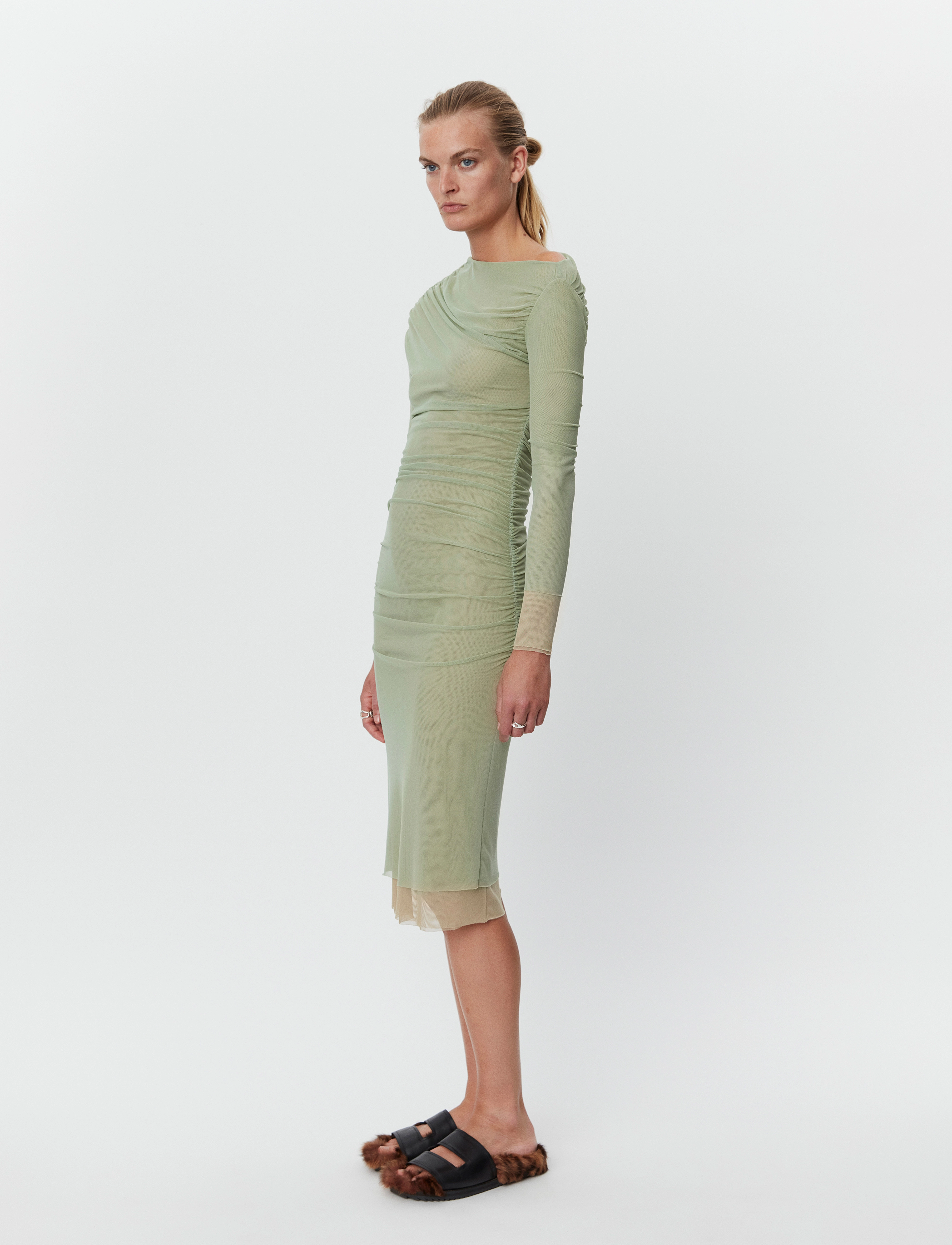 Day Birger et Mikkelsen - Tahira - Mesh Solid RD - midi kleitas - algave green - 3