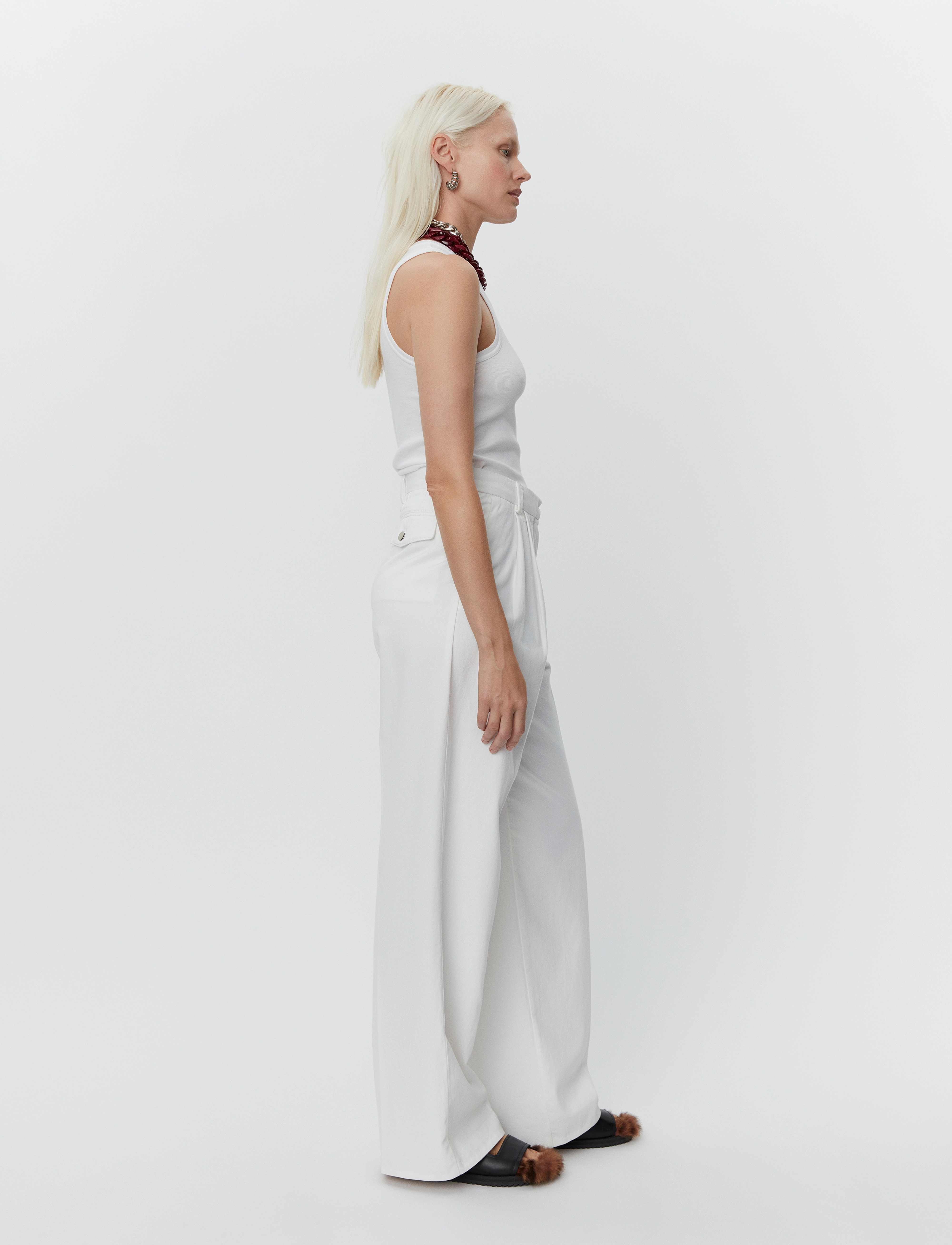 Day Birger et Mikkelsen - Enzo - Canvas Twill - wide leg trousers - bright white - 3