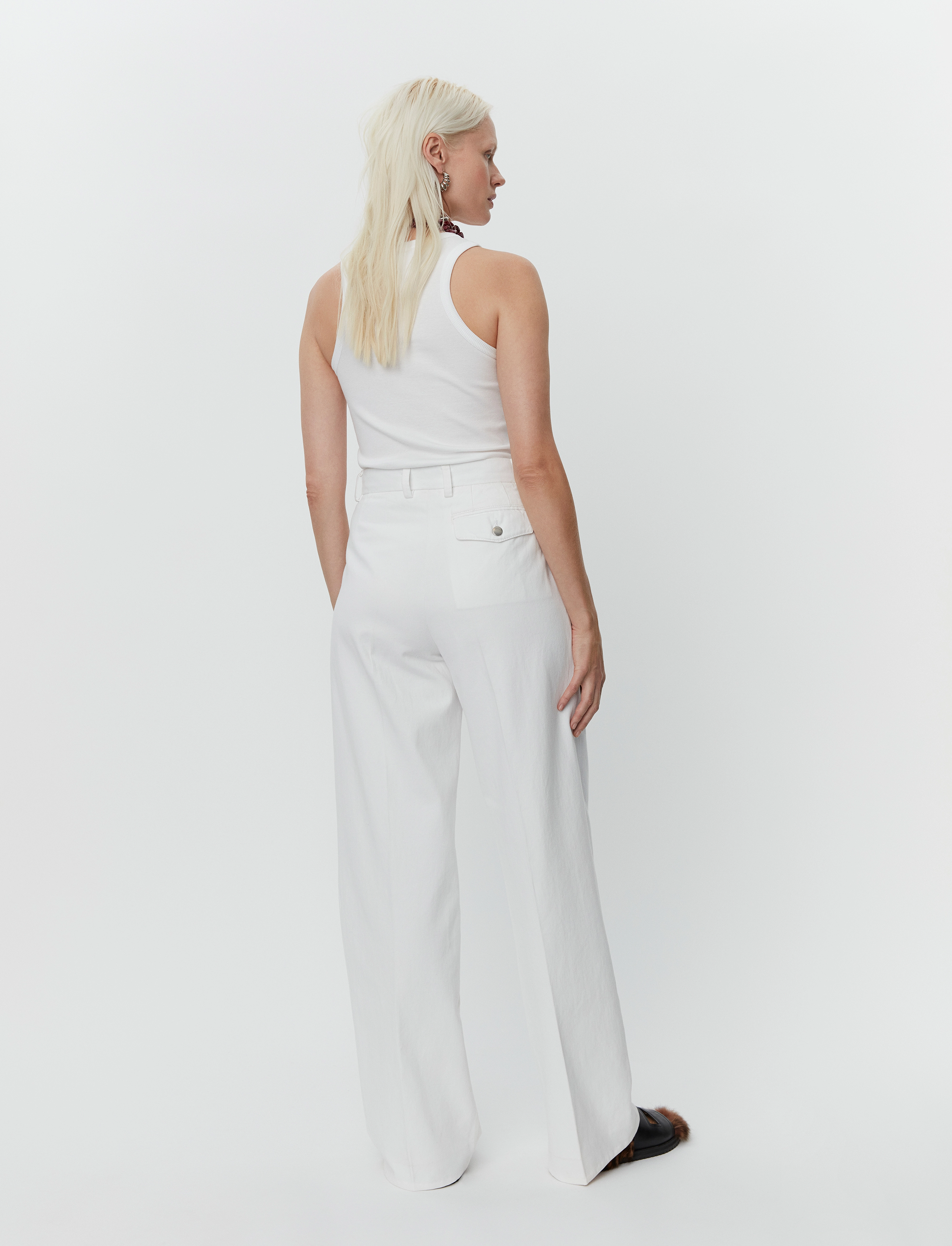 Day Birger et Mikkelsen - Enzo - Canvas Twill - wide leg trousers - bright white - 4