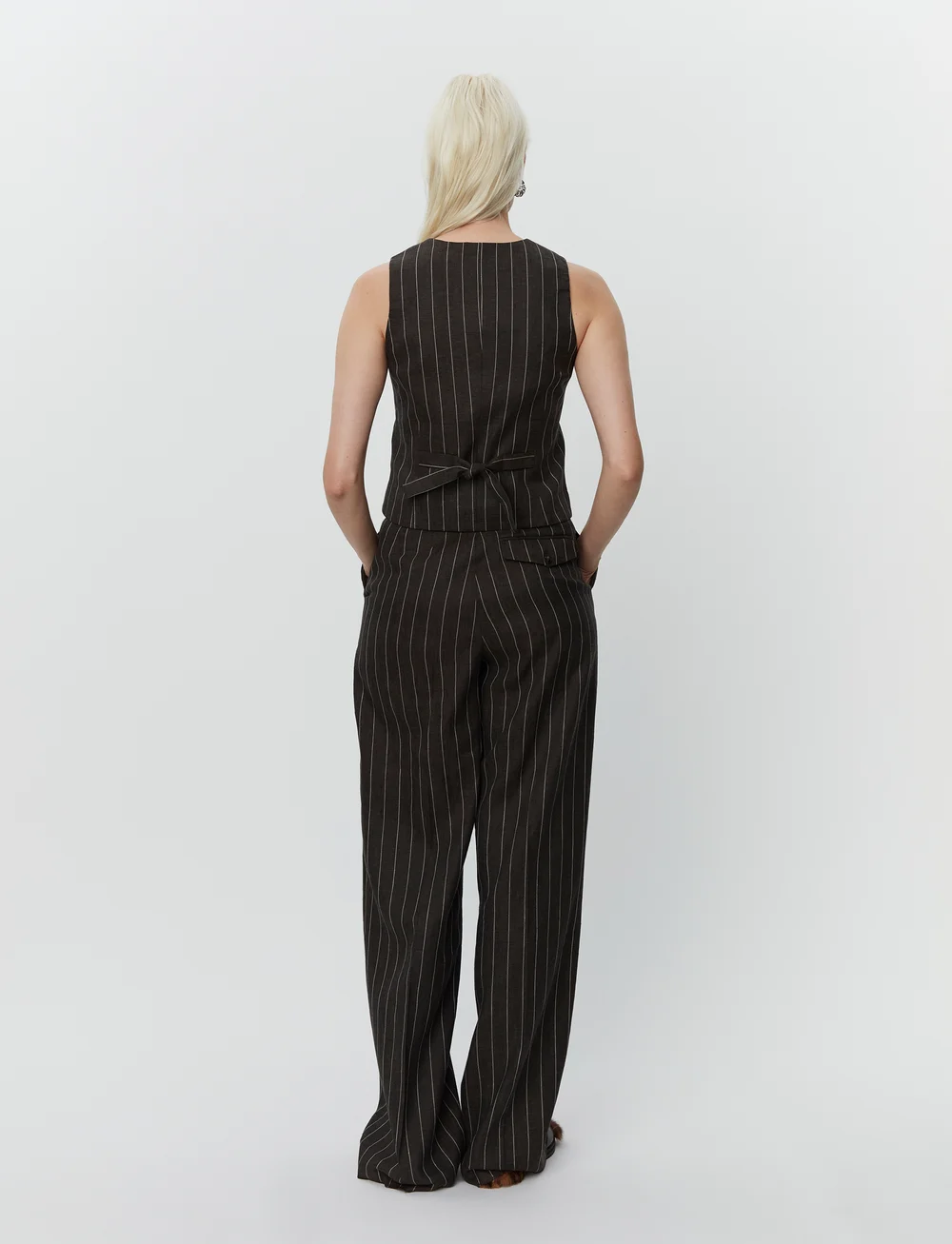 Day Birger et Mikkelsen - Enzo - Casual Linen Stripe - linbukser - chocolate brown - 5