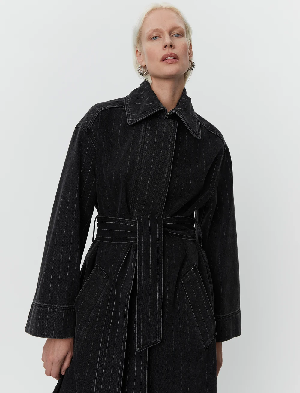 Day Birger et Mikkelsen - Hobbes - Denim Stripes - vihmamantlid - black - 5