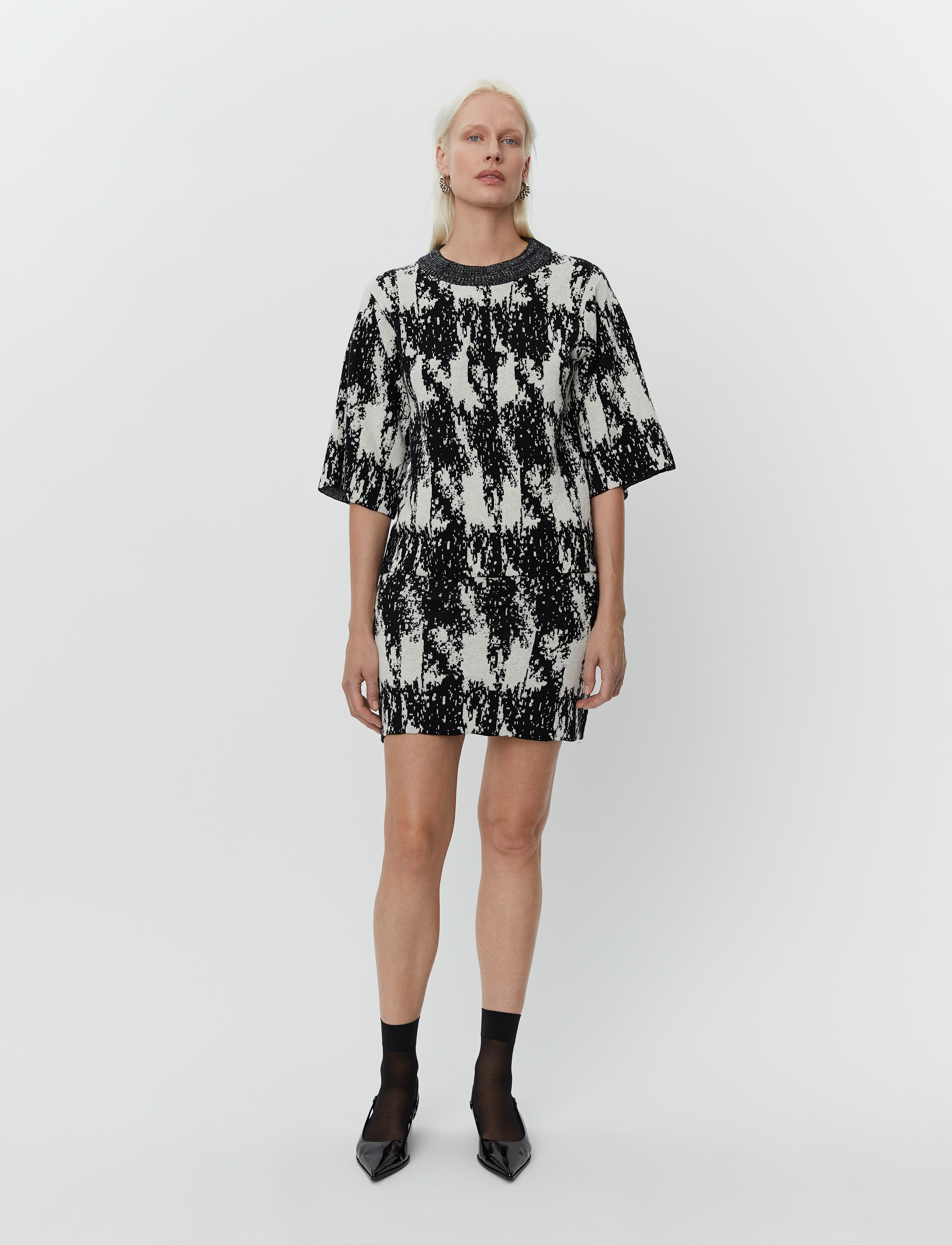 Day Birger et Mikkelsen Katrina - Cotton Jacquard Rd, XS, Grey, Strik > Trøjer, Dame