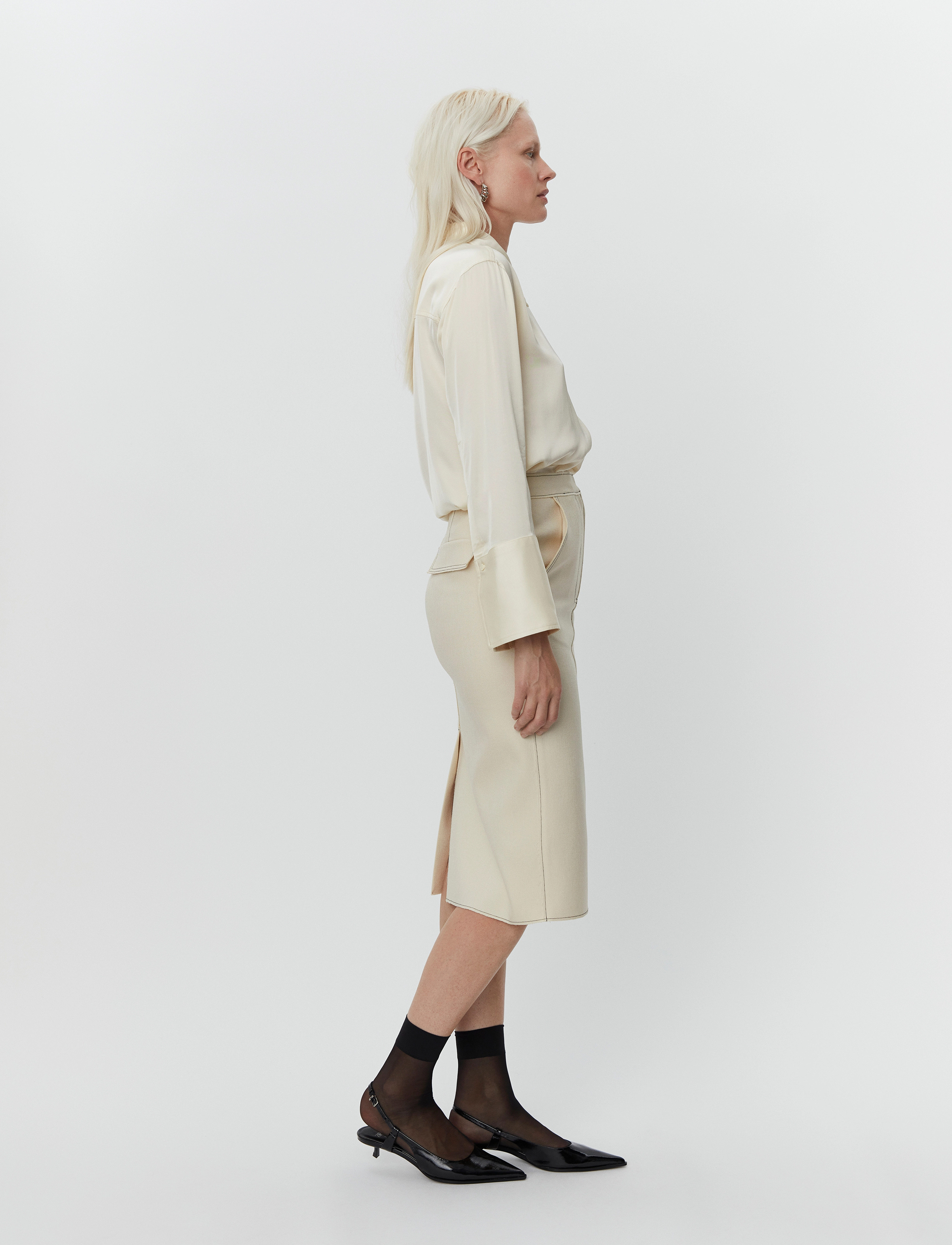 Day Birger et Mikkelsen - Kellie - Bonded Viscose Blend - midi skirts - cloud cream - 3