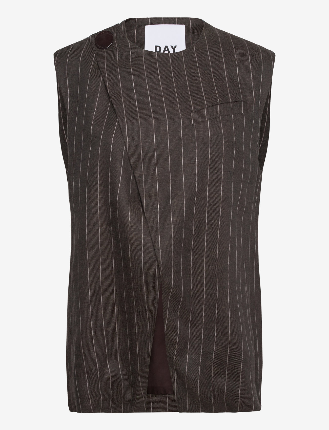 Day Birger et Mikkelsen - Enid - Casual Linen Stripe - sleeveless blazers - chocolate brown - 0