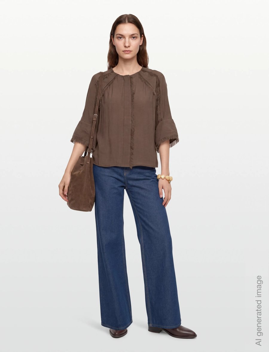 Day Birger et Mikkelsen - Cassie - Sheer Fringes - langärmelige blusen - 190809. chocolate chip - 0