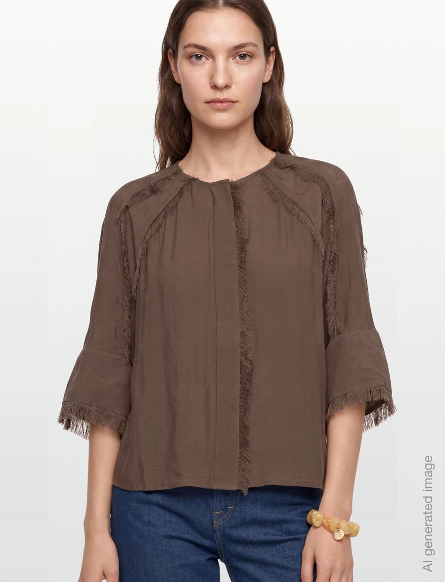 Day Birger et Mikkelsen - Cassie - Sheer Fringes - langärmelige blusen - 190809. chocolate chip - 3