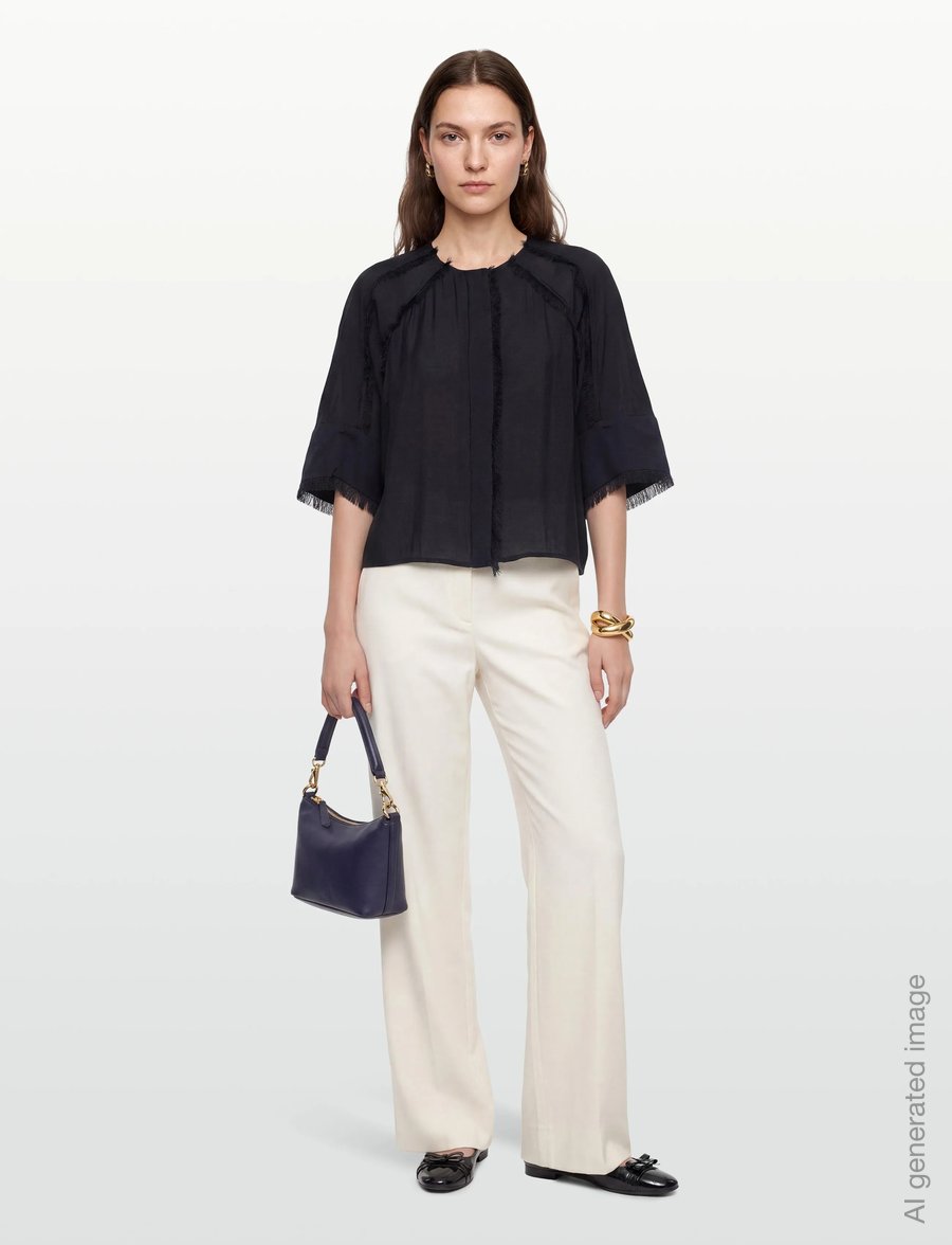 Day Birger et Mikkelsen - Cassie - Sheer Fringes - long sleeved blouses - dark sapphire - 0