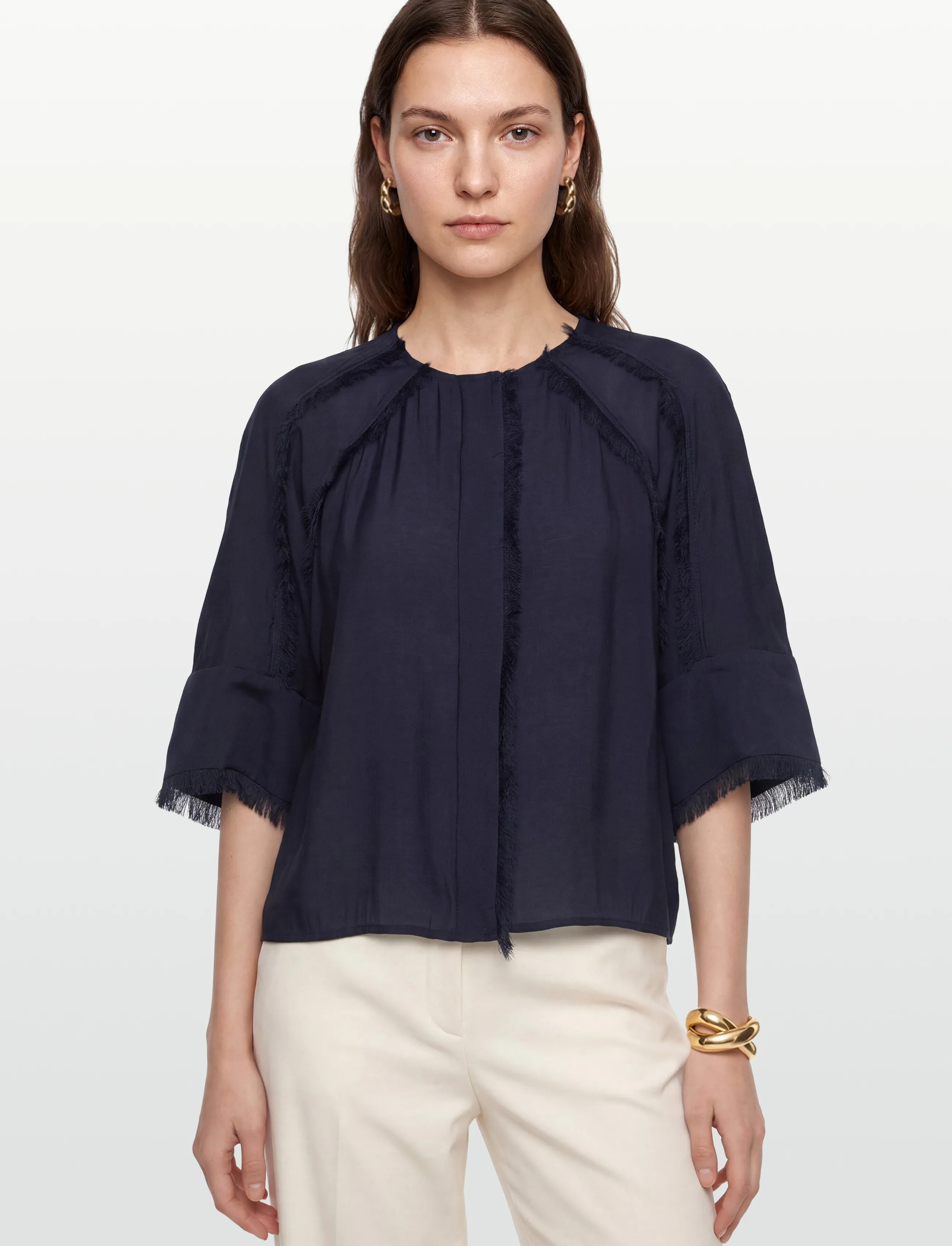 Day Birger et Mikkelsen - Cassie - Sheer Fringes - långärmade blusar - dark sapphire - 3