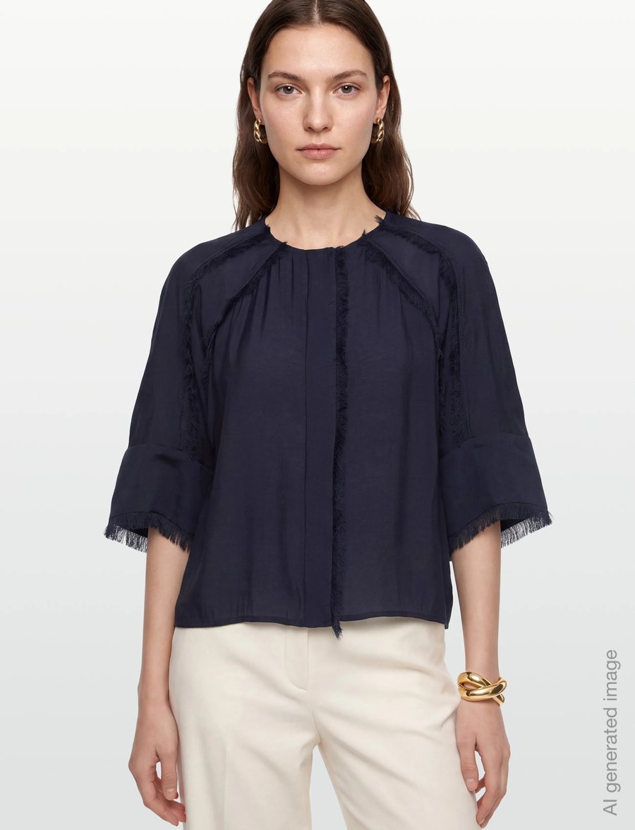 Day Birger et Mikkelsen - Cassie - Sheer Fringes - long sleeved blouses - dark sapphire - 3