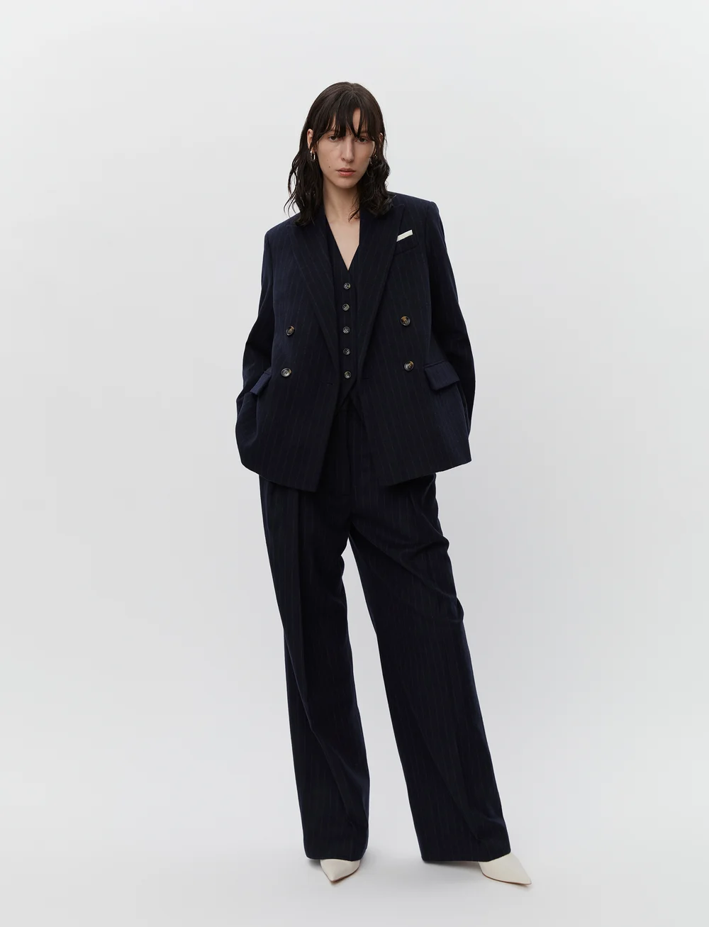 Day Birger et Mikkelsen - Preston - Woolen Pinstripe - zweireihige blazer - total eclipse - 0