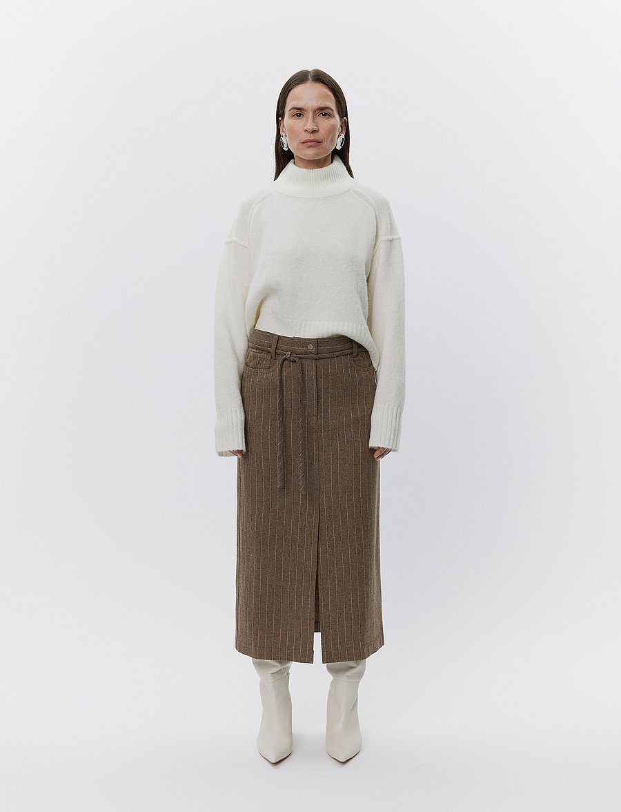 Day Birger et Mikkelsen - Jody - Graphic Wool Stripe - midi-röcke - wren - 0