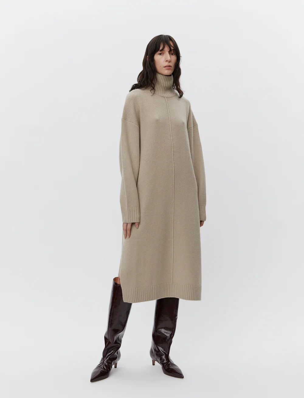 Day Birger et Mikkelsen - Shawn - Soft Lamb - stickade klänningar - taupe melange - 0