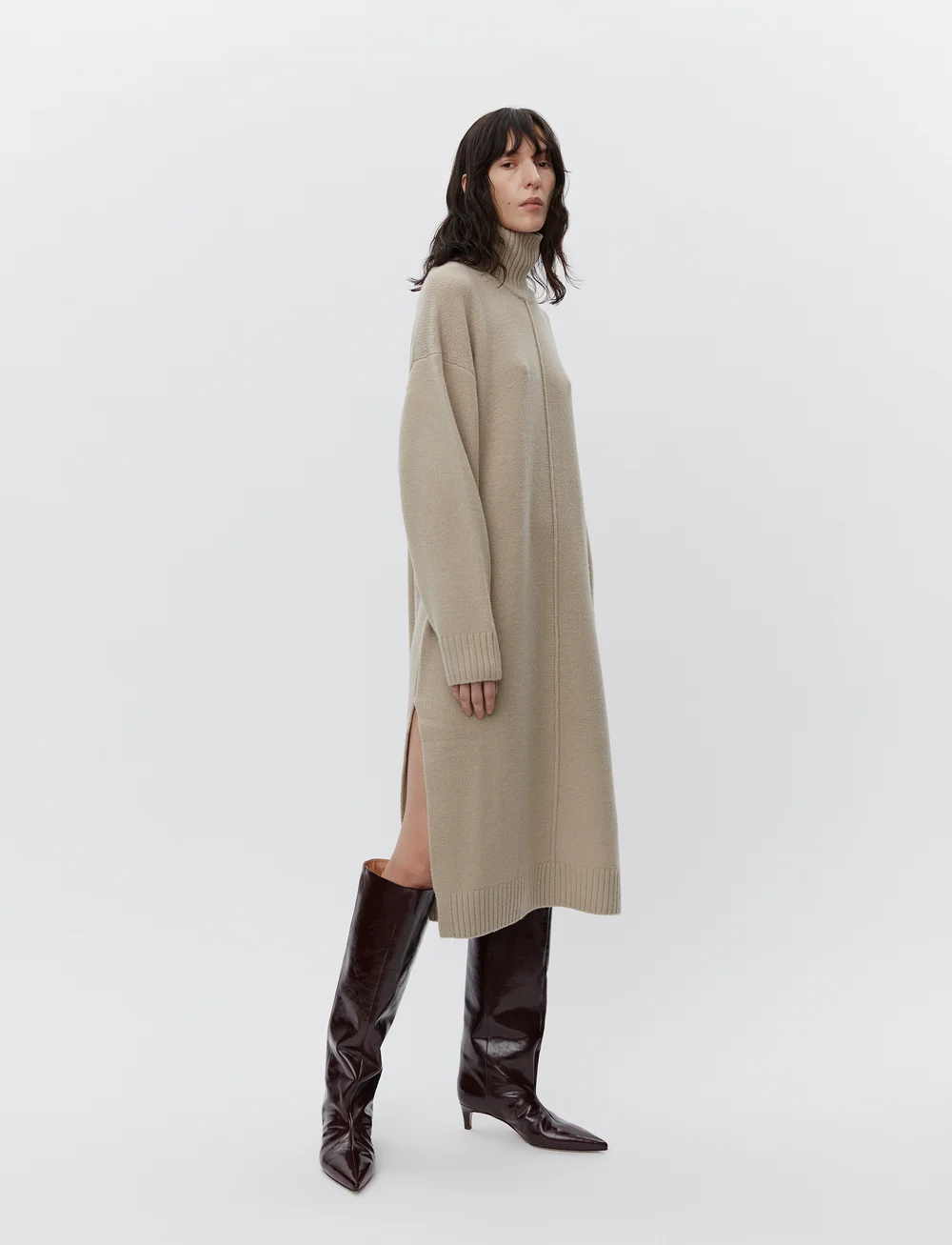 Day Birger et Mikkelsen - Shawn - Soft Lamb - stickade klänningar - taupe melange - 5