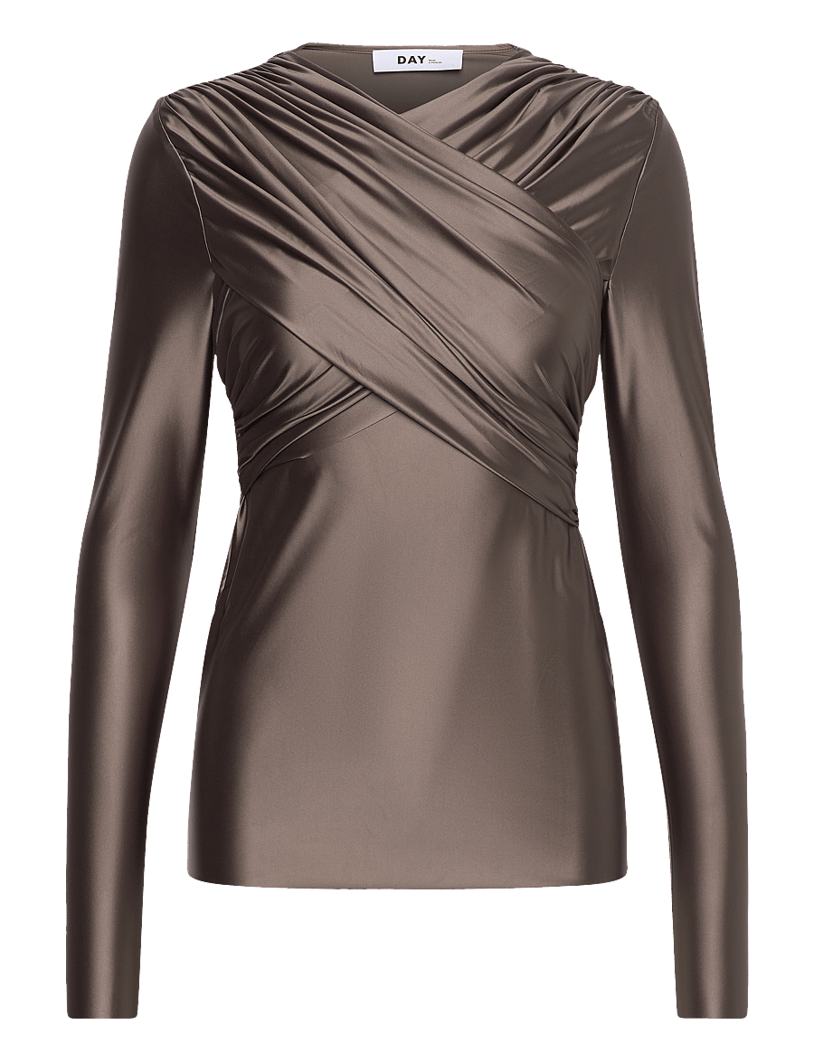 Day Birger et Mikkelsen - Kira - Glossy Stretch - langærmede toppe - taupe - 1