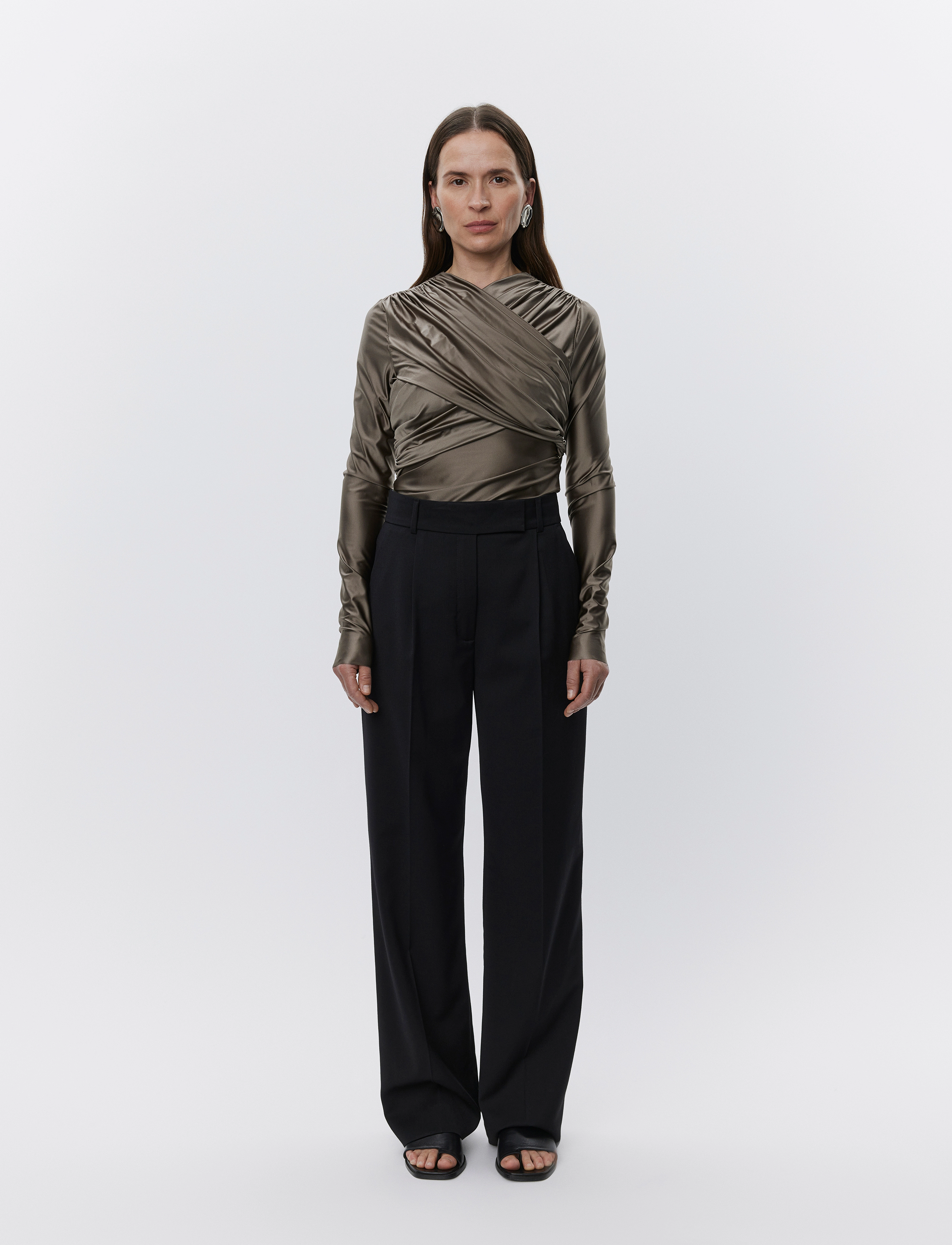 Day Birger et Mikkelsen Kira Glossy Stretch, L, T-shirts & Oberteile, Braun - Long-sleeved, Frauen