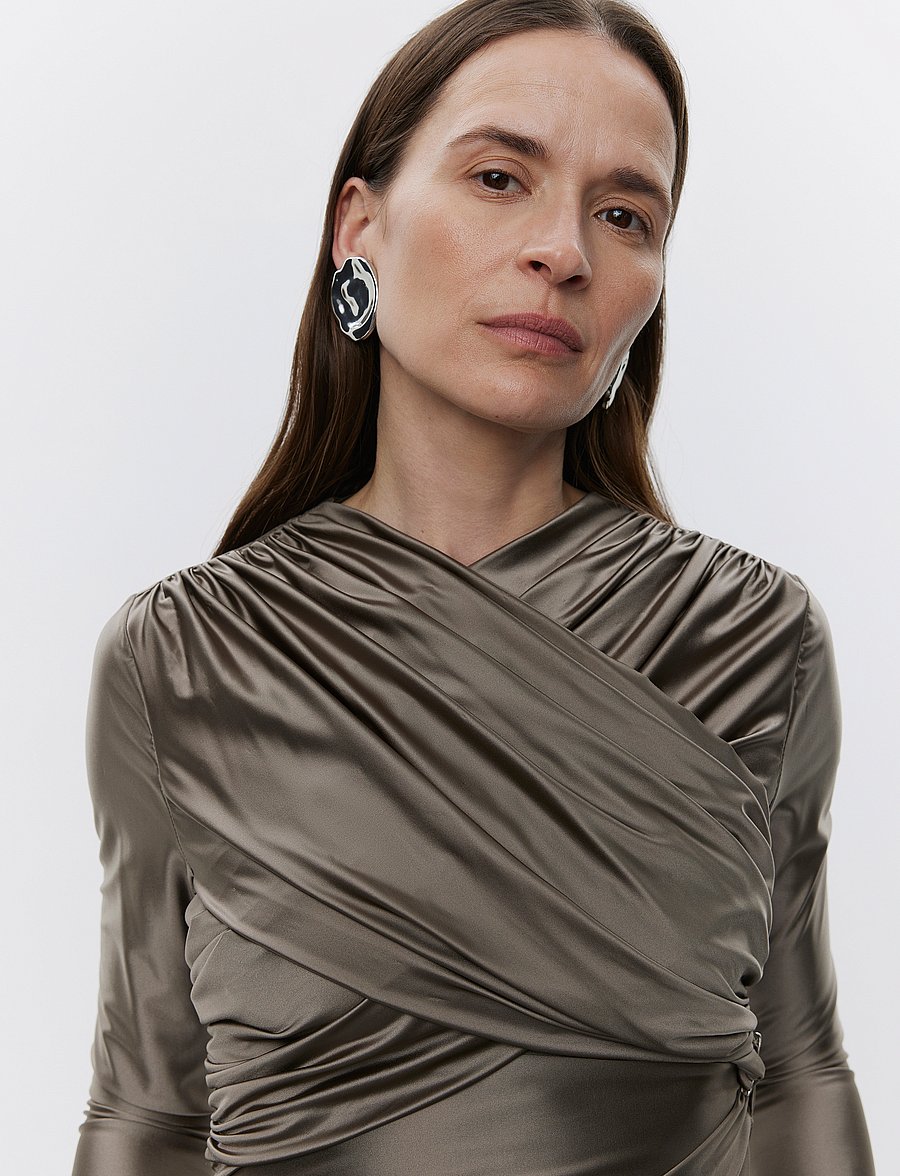 Day Birger et Mikkelsen - Kira - Glossy Stretch - langærmede toppe - taupe - 5