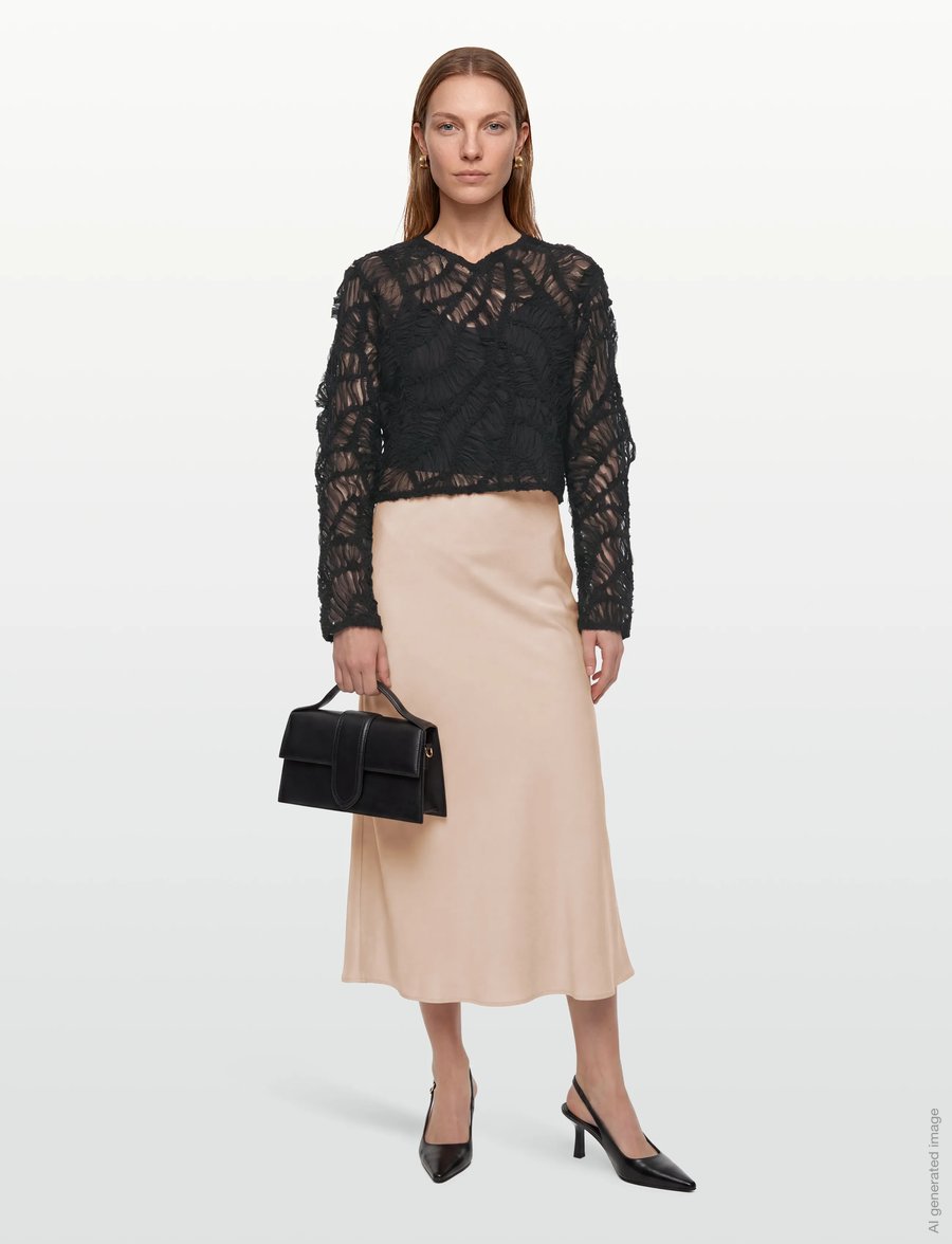 Day Birger et Mikkelsen - Reyne - Crochet Tulle - langärmelige blusen - black - 0