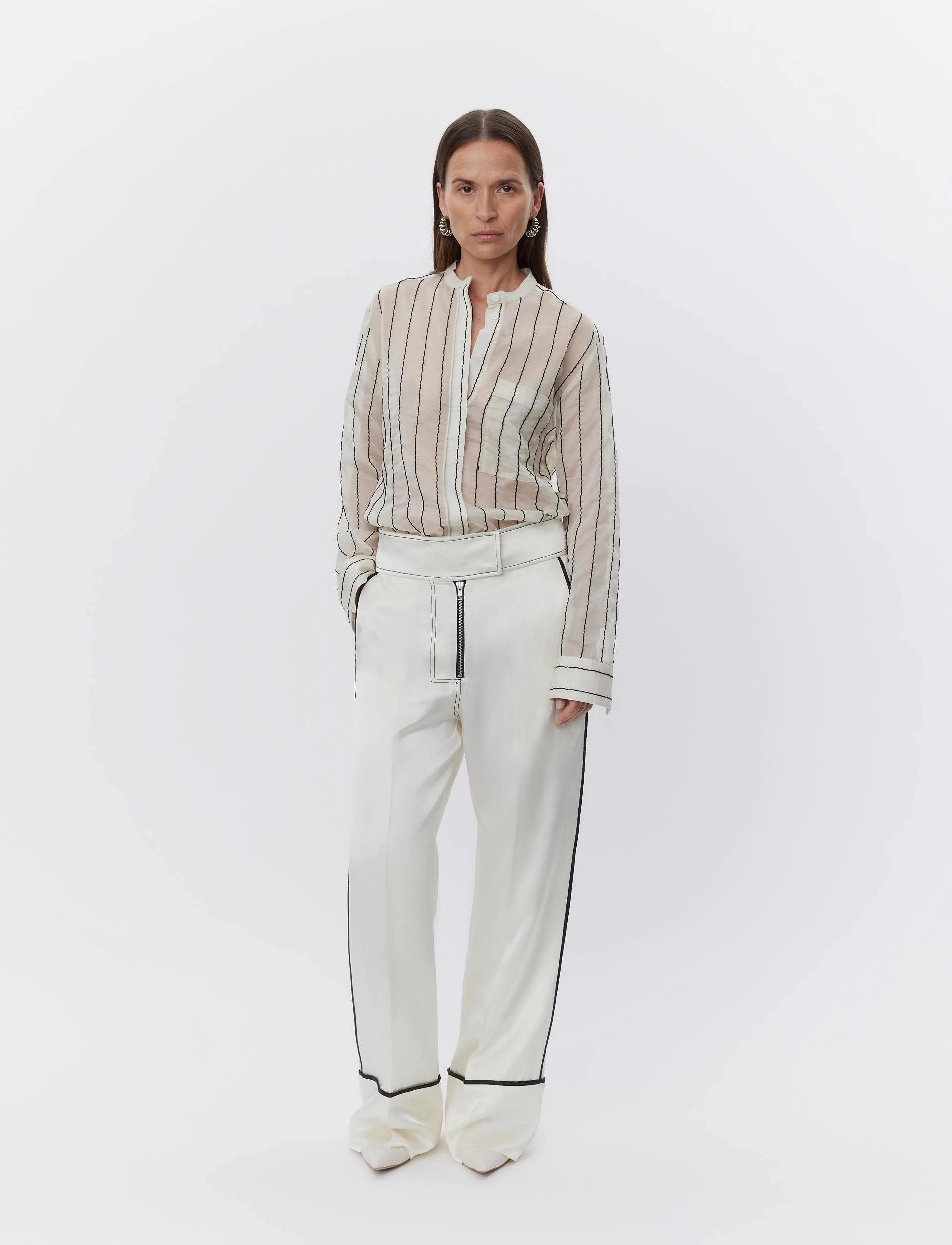 Day Birger et Mikkelsen Yrsa Sheer Stripe, 34, Shirts, Creme - Long-sleeved, Frauen