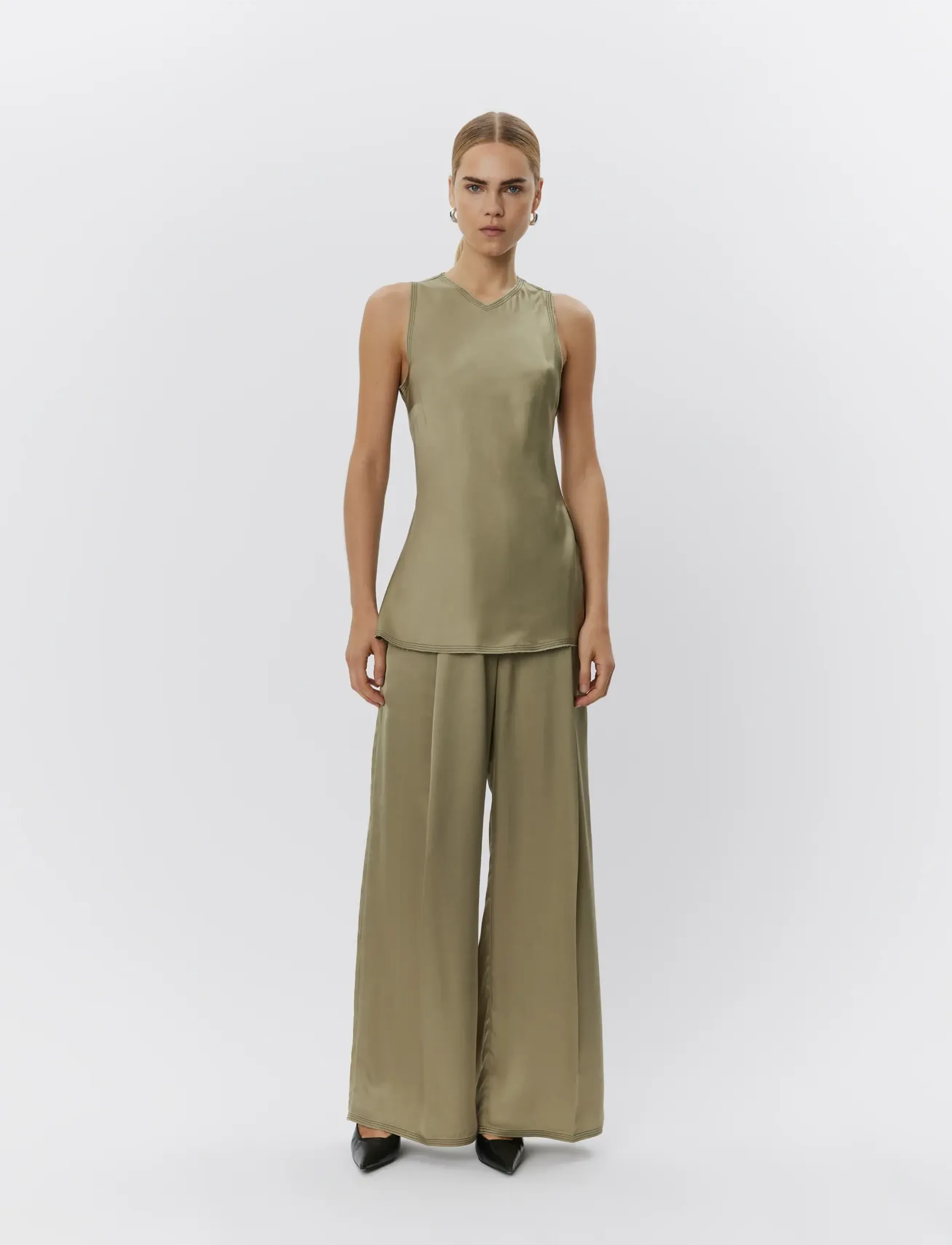 Day Birger et Mikkelsen - Callie - Fluid Viscose - sleeveless tops - sage khaki - 5