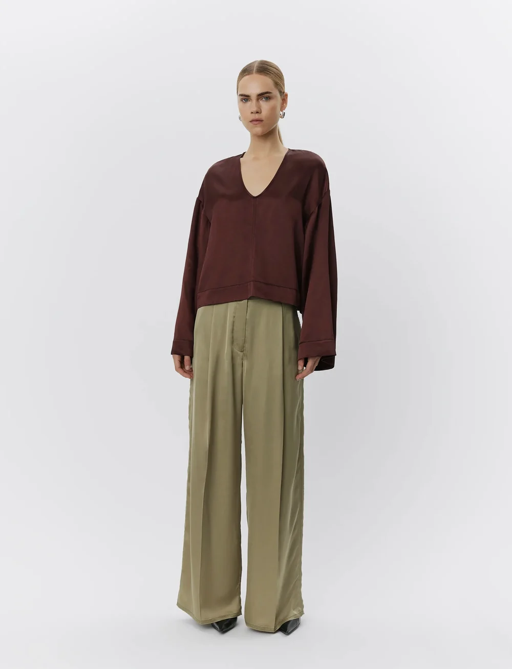 Day Birger et Mikkelsen - Fisher - Fluid Viscose - vida byxor - sage khaki - 0