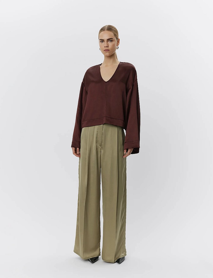 Day Birger et Mikkelsen - Fisher - Fluid Viscose - hosen mit weitem bein - sage khaki - 0