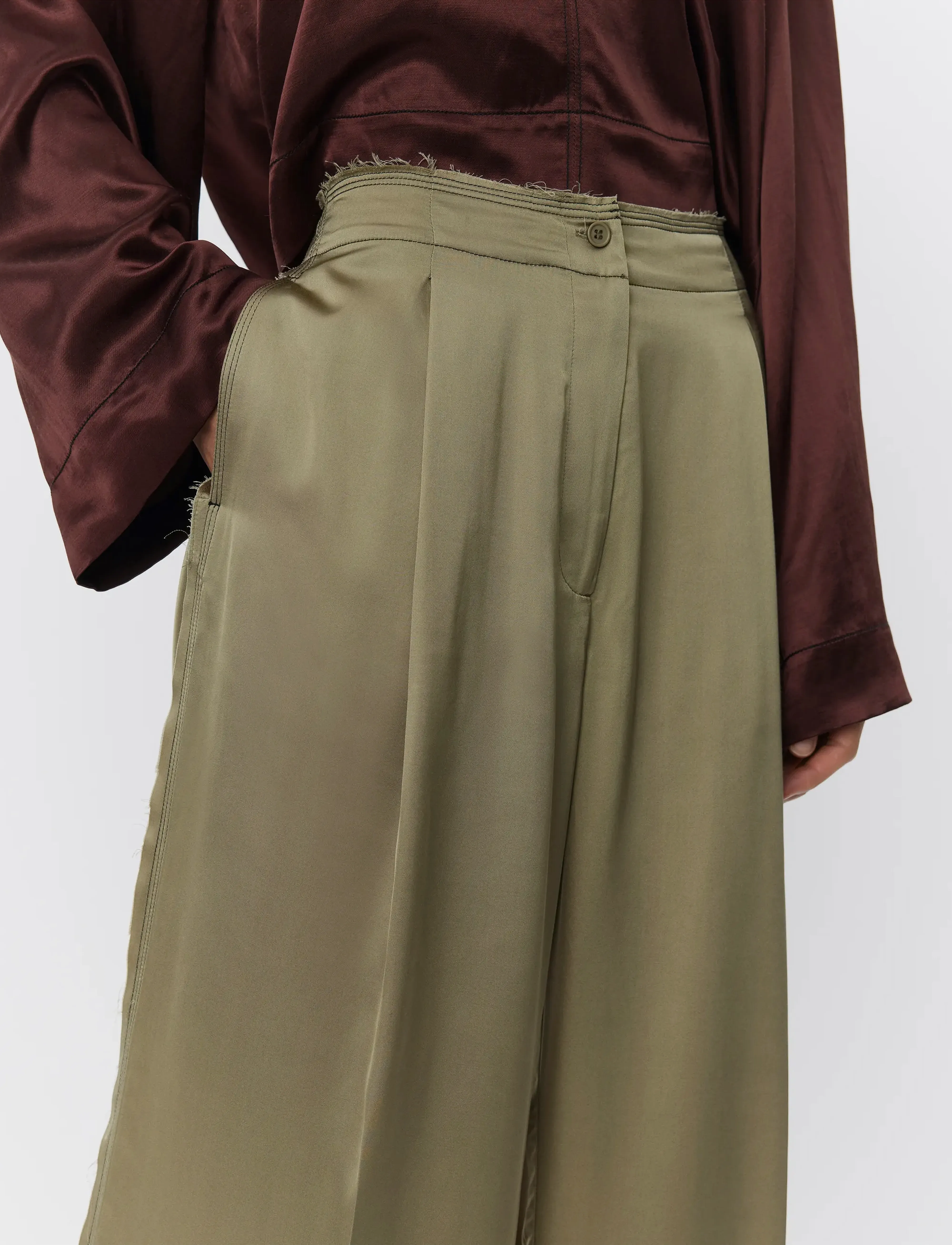 Day Birger et Mikkelsen - Fisher - Fluid Viscose - hosen mit weitem bein - sage khaki - 3