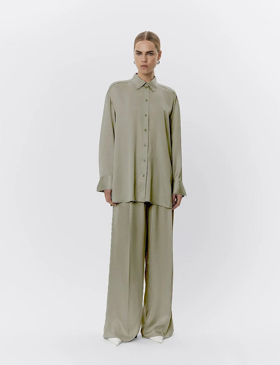 Day Birger et Mikkelsen - Strong - Fluid viscose - langärmlige hemden - sage khaki - 0