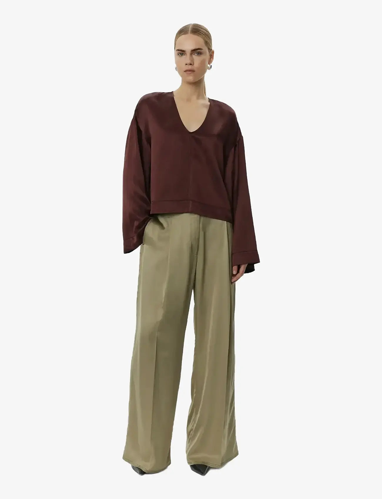 Day Birger et Mikkelsen - Arkin - High Shine Blend - langärmlige blusen - bitter chocolate - 1