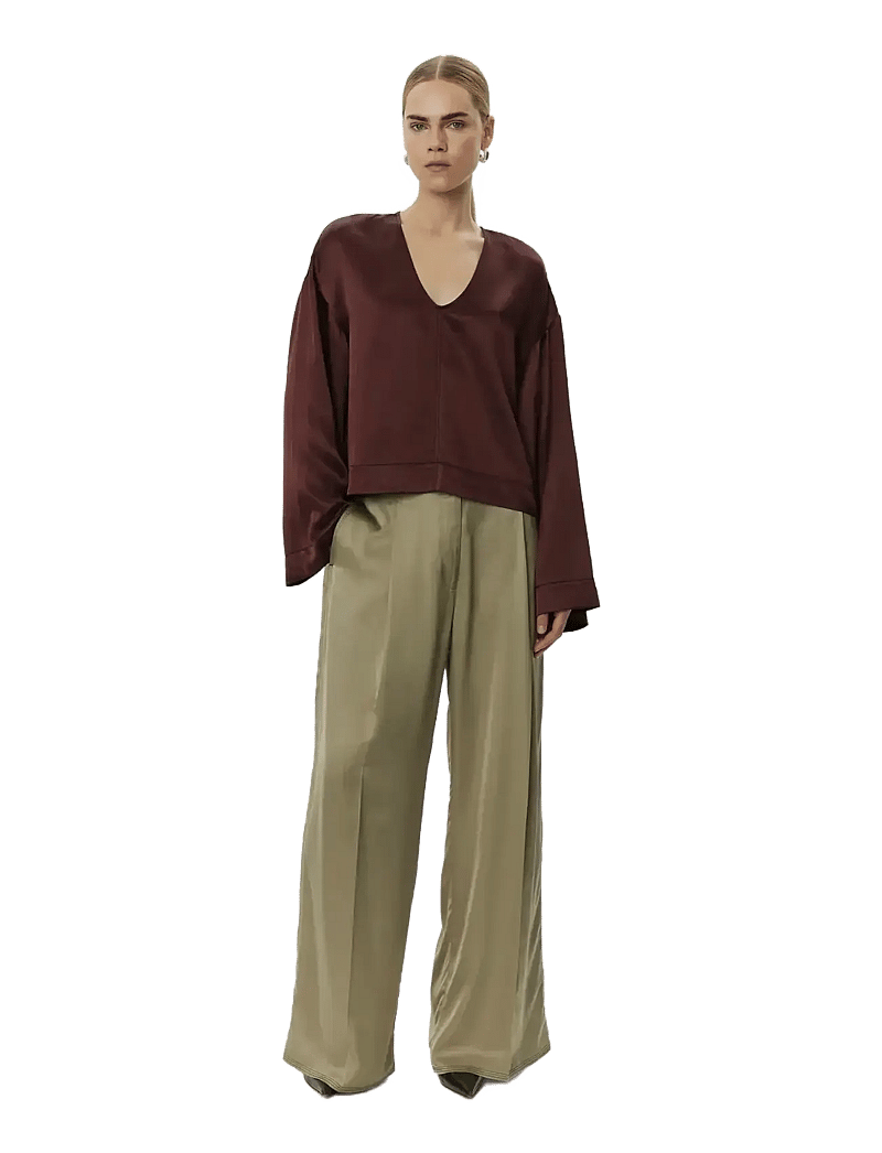 Day Birger et Mikkelsen - Arkin - High Shine Blend - langärmlige blusen - bitter chocolate - 1