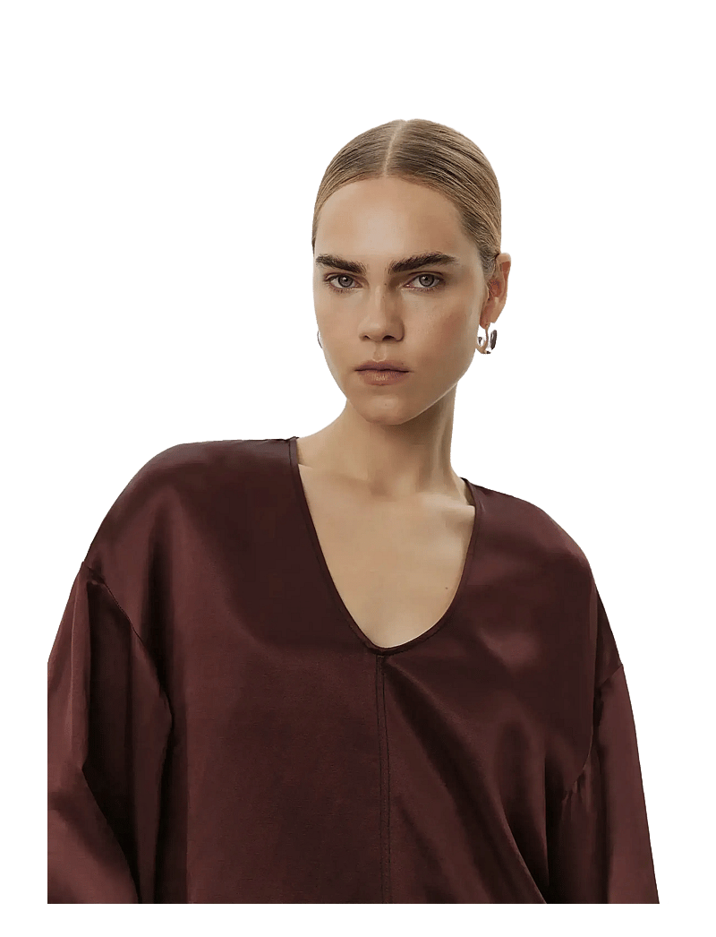 Day Birger et Mikkelsen - Arkin - High Shine Blend - langärmlige blusen - bitter chocolate - 3