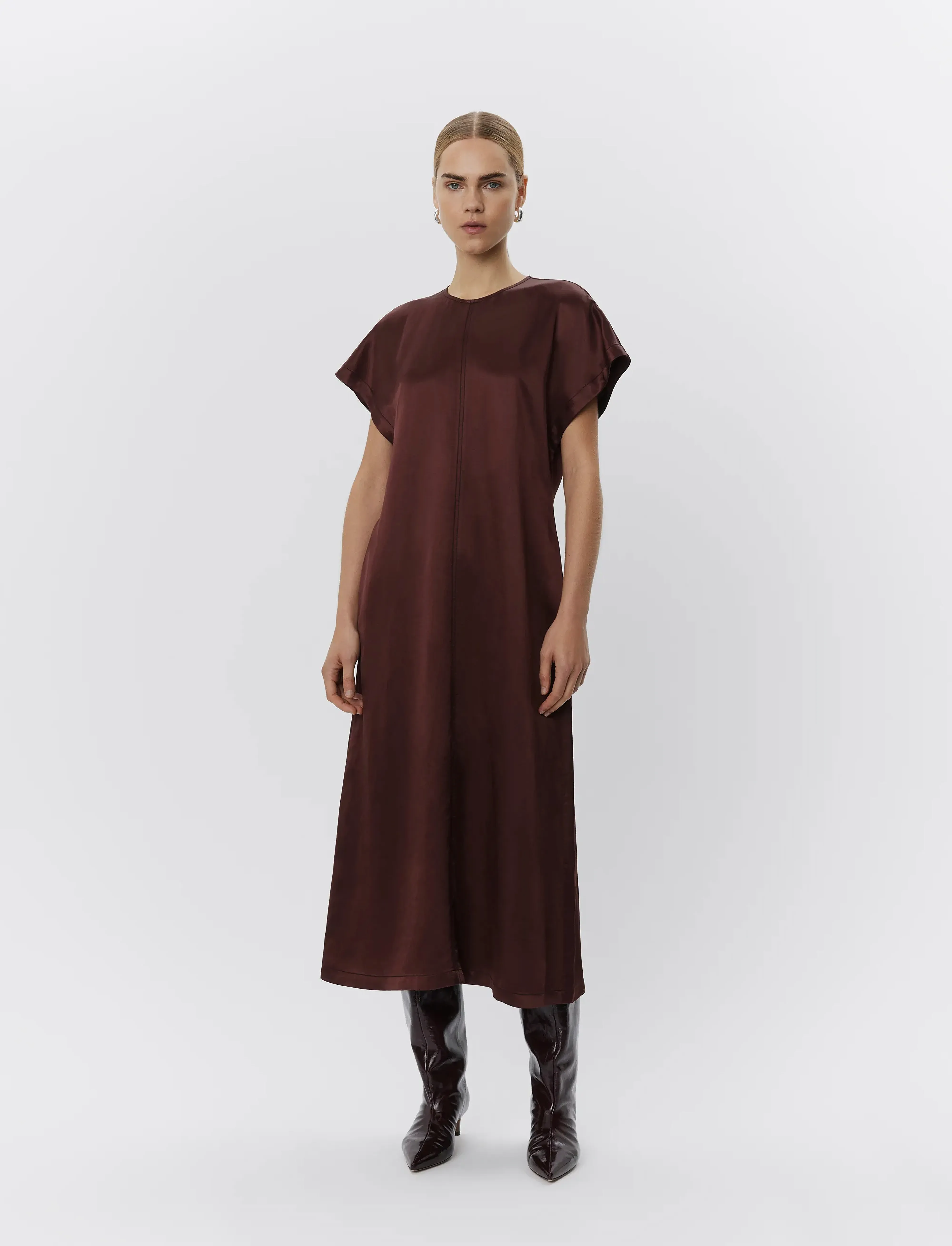 Day Birger et Mikkelsen Bray High Shine Blend, 36, Dresses, Burgunderrot - Maxi Dress, Frauen