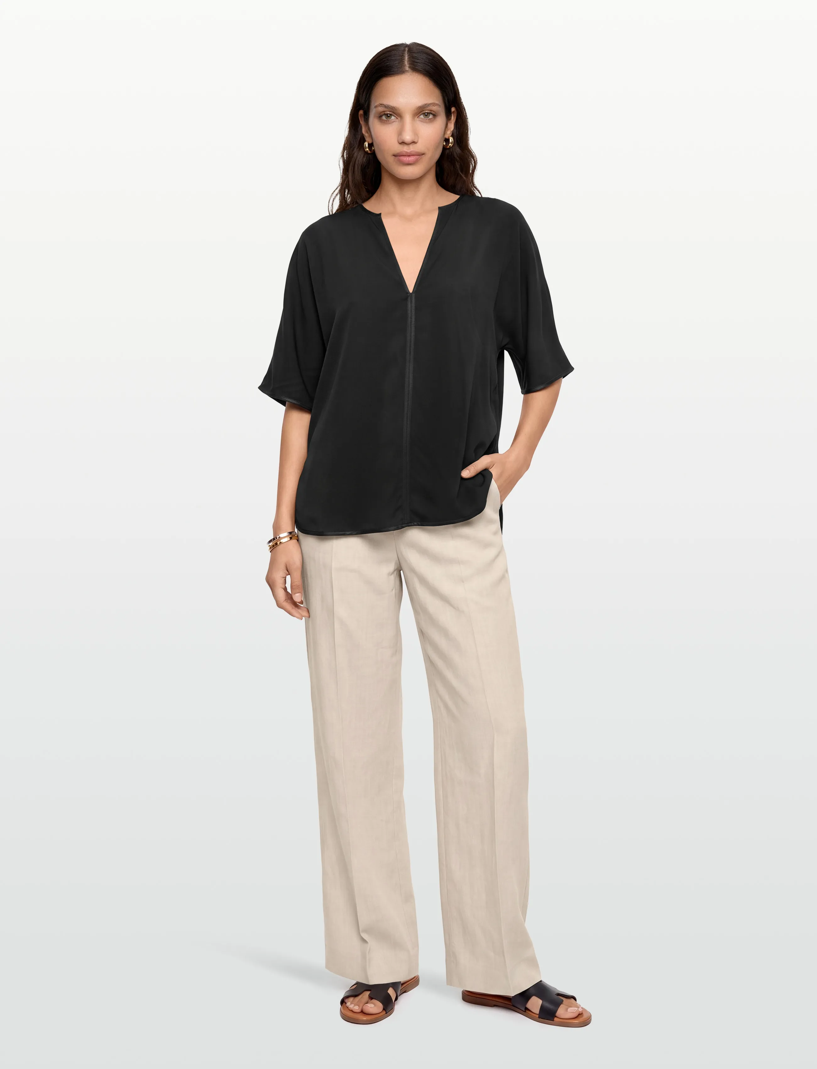 Day Birger et Mikkelsen Rue - Light Modern Twill, 34, Black, Bluser > Kortærmede, Dame