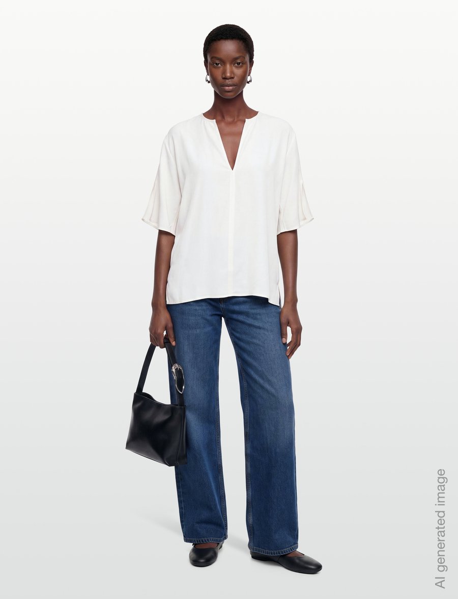 Day Birger et Mikkelsen - Rue - Light Modern Twill - kurzärmelige blusen - jet stream - 0