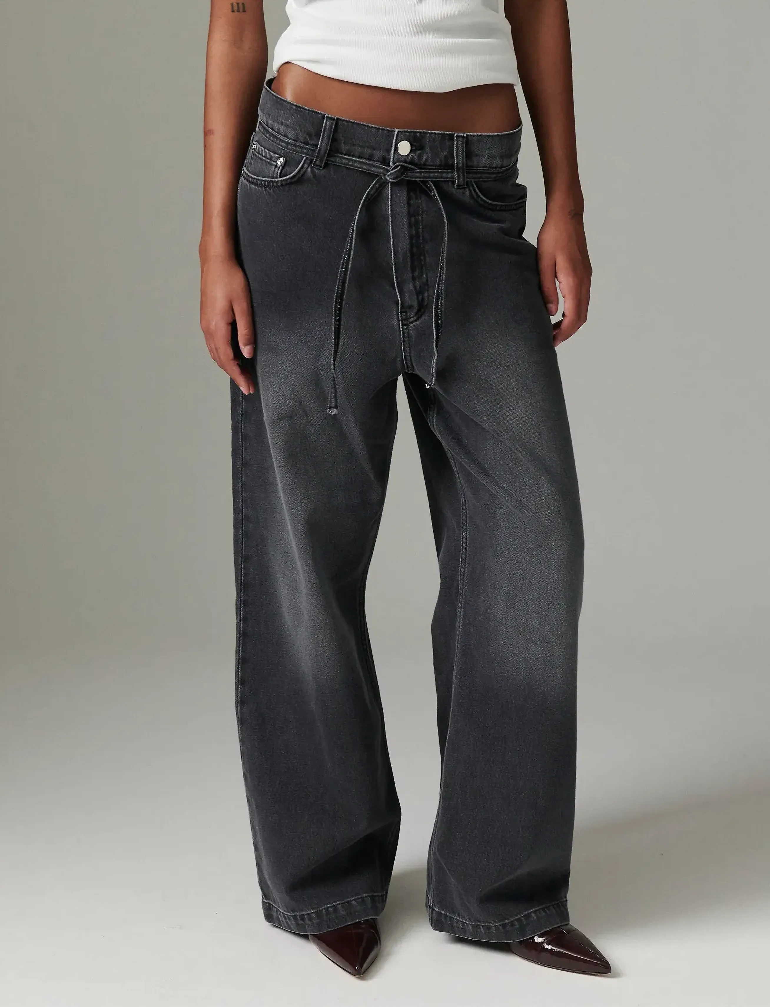 Day Birger et Mikkelsen - Elijah - Rigid Denim - jeans met wijde pijpen - black - 0
