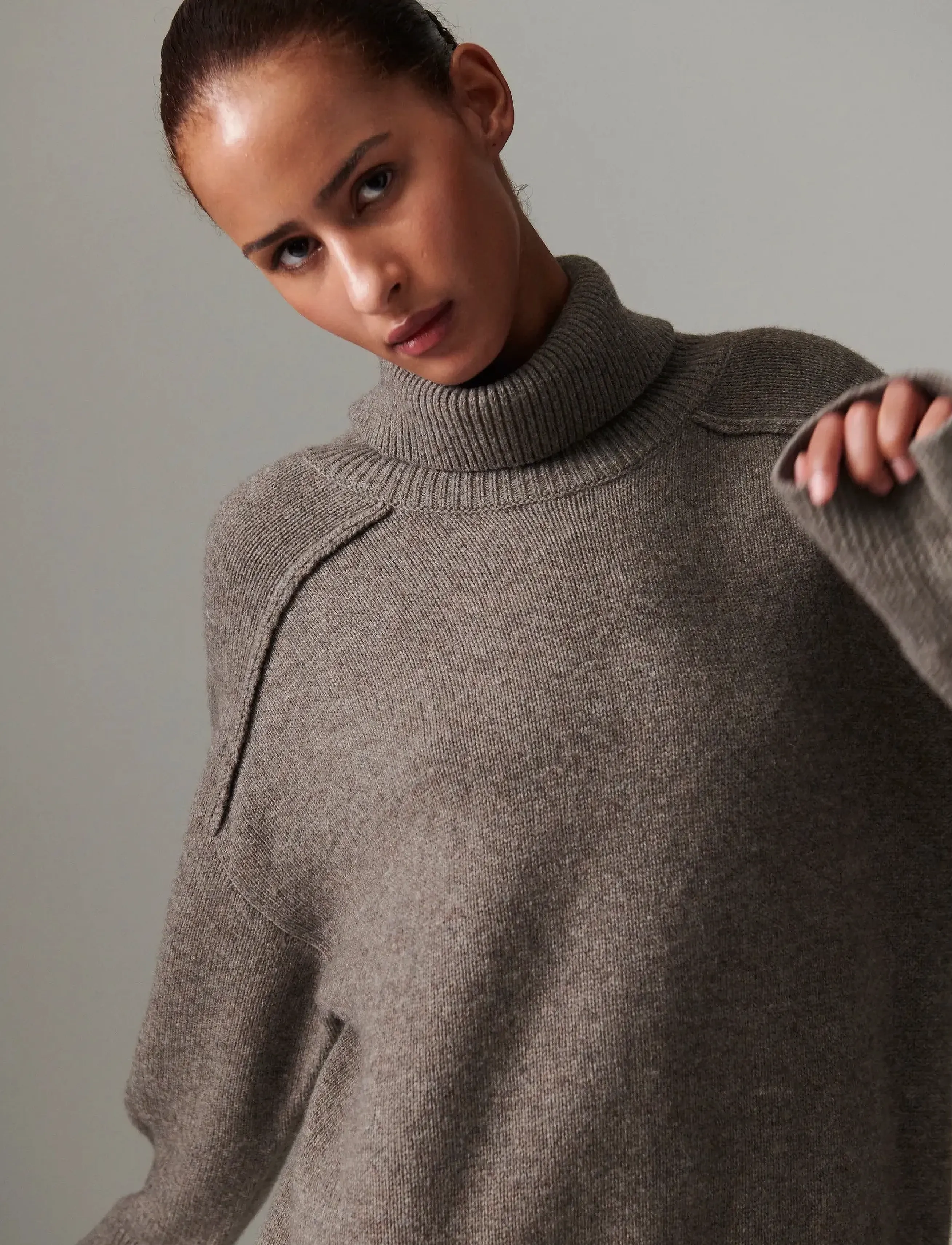 Day Birger et Mikkelsen - Clarke - Soft lamb - turtleneck - chocolate chip melange - 5