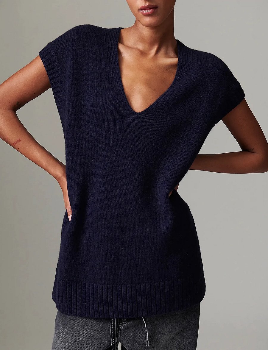 Day Birger et Mikkelsen - Flynn - Soft lamb - strickwesten - dark sapphire. - 0