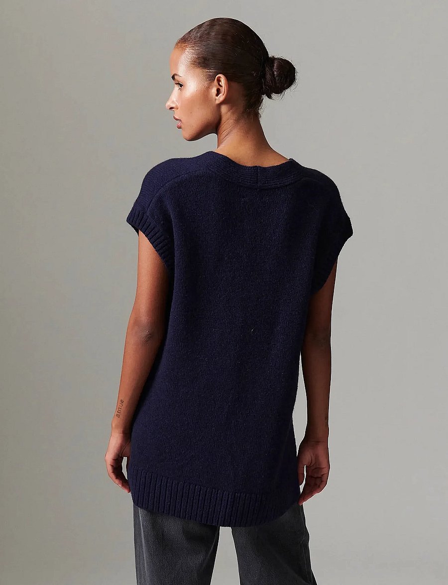 Day Birger et Mikkelsen - Flynn - Soft lamb - strickwesten - dark sapphire. - 4