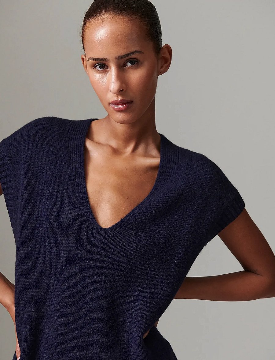 Day Birger et Mikkelsen - Flynn - Soft lamb - strickwesten - dark sapphire. - 5
